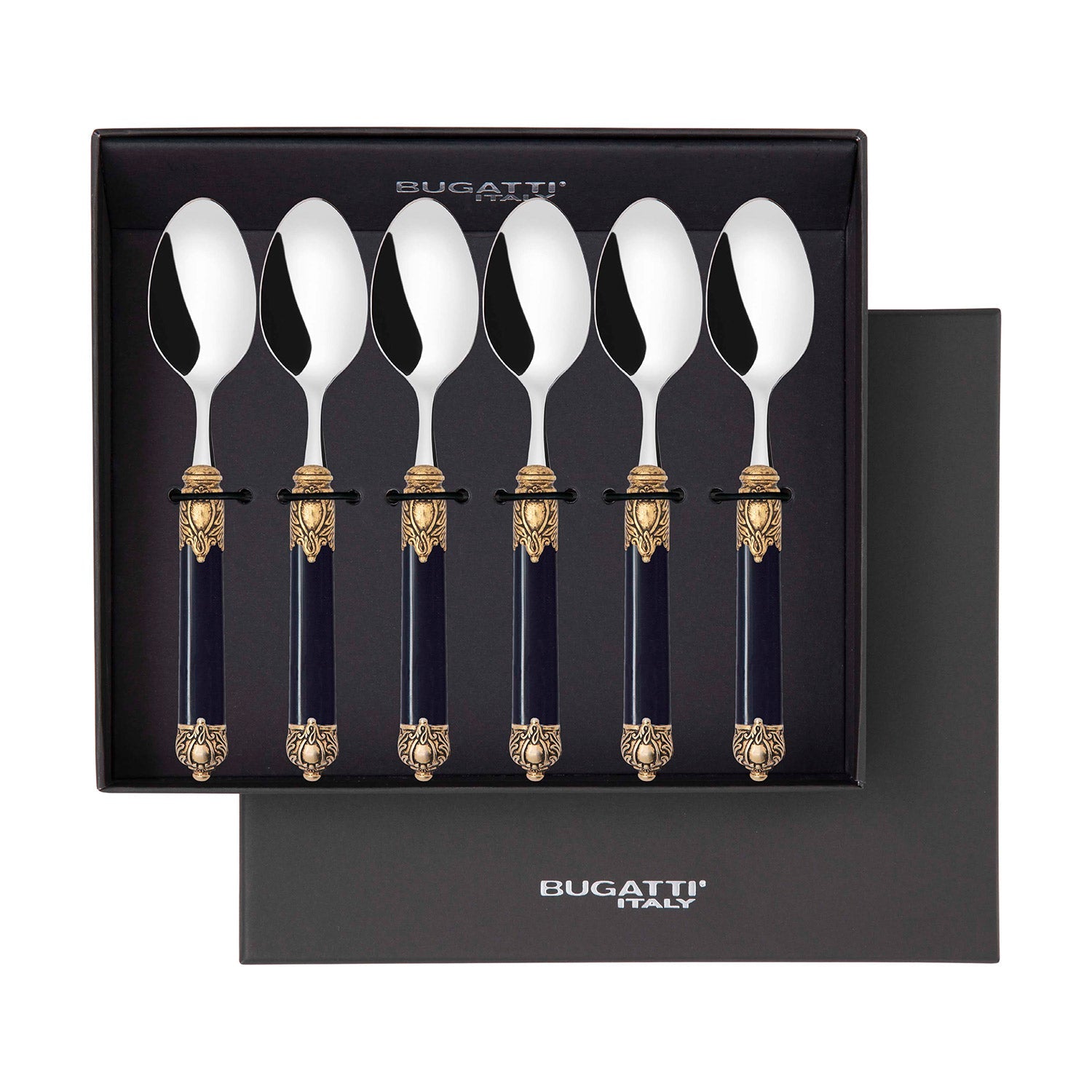 Rinascimento Antique Gold Coffee Spoon Set, Black — Casa Bugatti