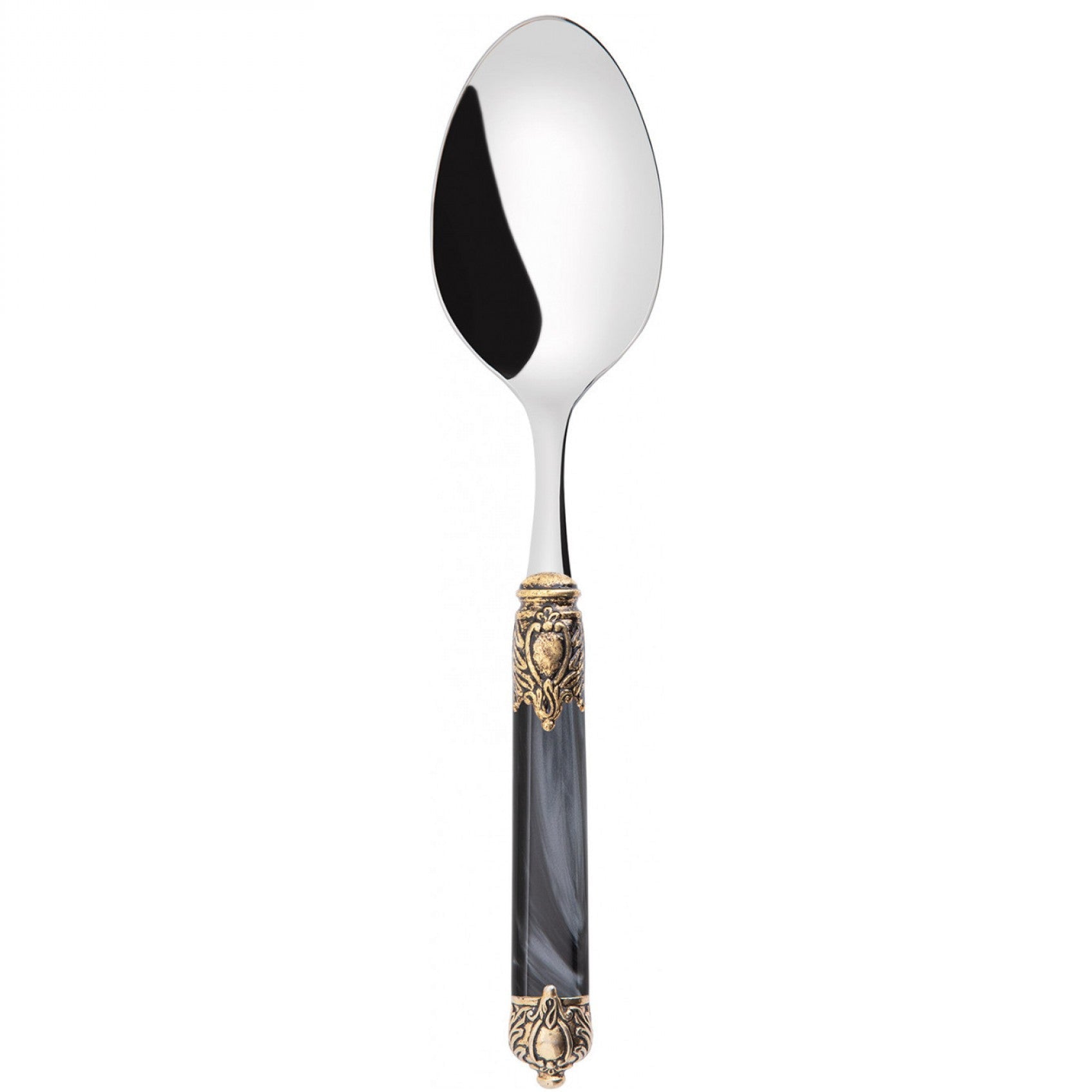 Rinascimento Antique Gold Serving Spoon, Charcoal — Casa Bugatti
