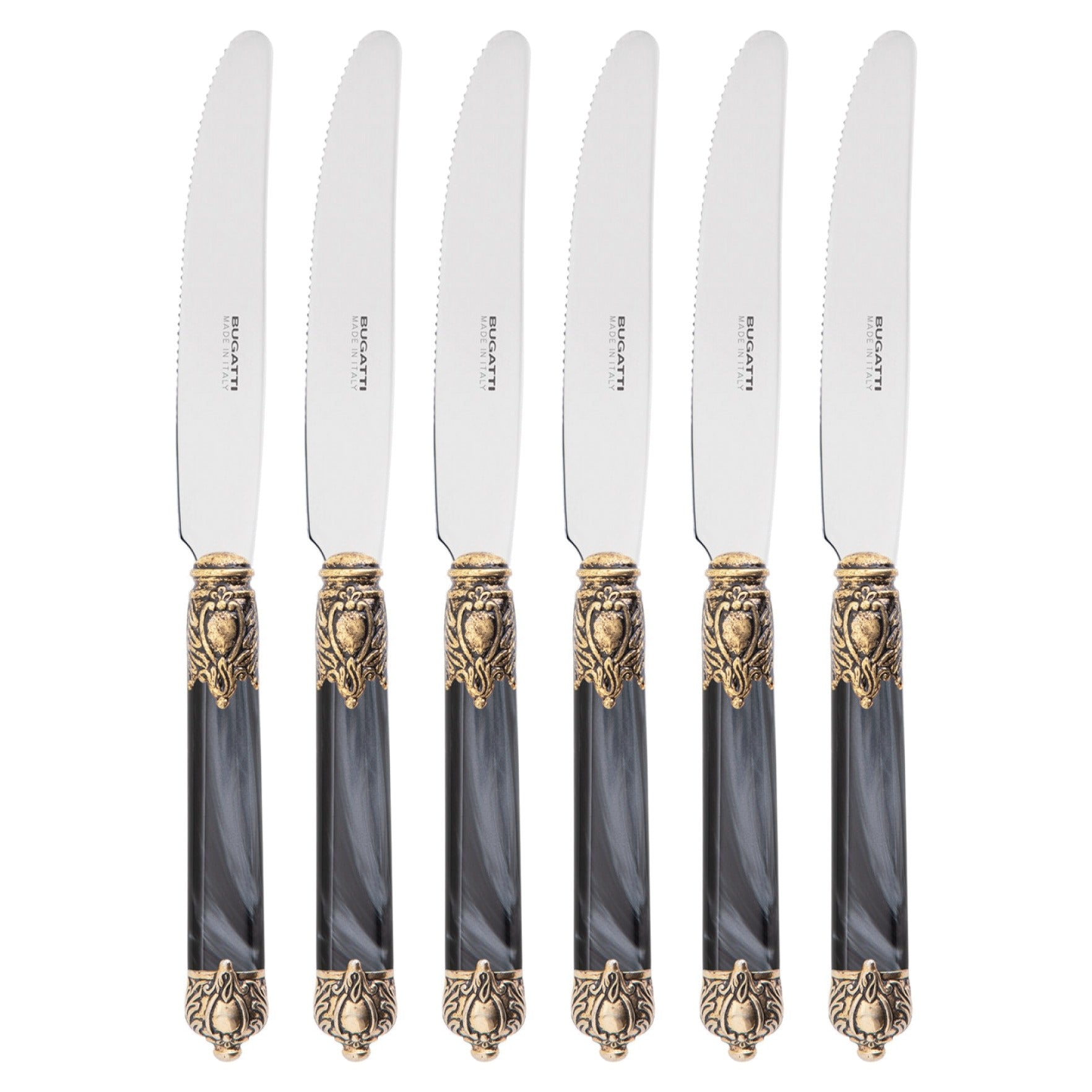 Rinascimento Antique Gold Fruit Knife Set 17,5 cm (6.89 Inch), Charcoal — Casa Bugatti