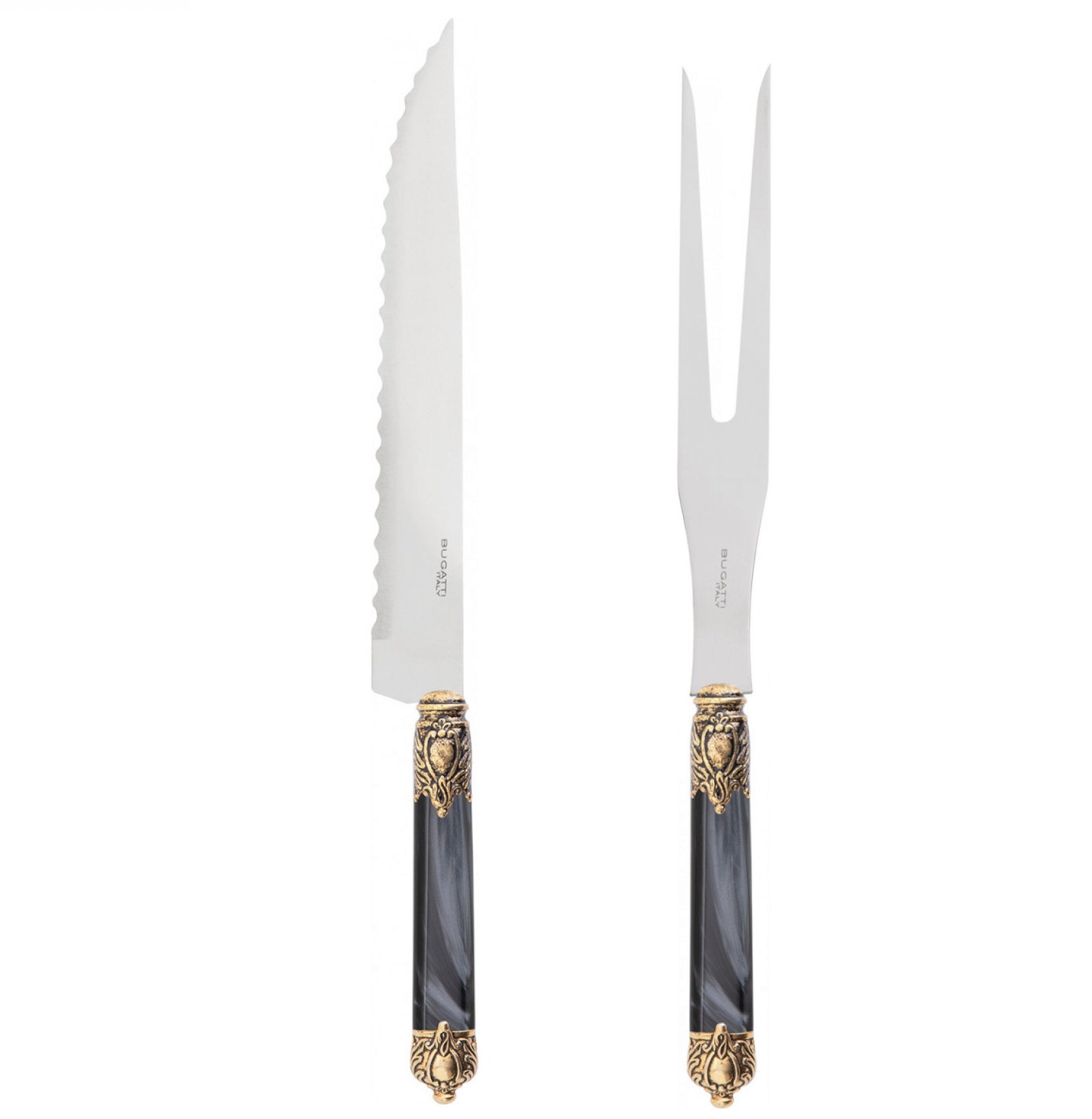 Rinascimento Antique Gold Roast Carving Set - Charcoal
