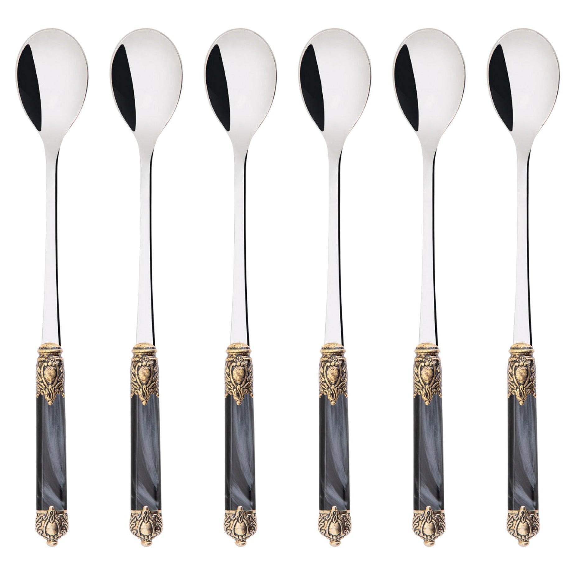 Rinascimento Antique Gold Ice Tea Spoon Set, Charcoal — Casa Bugatti