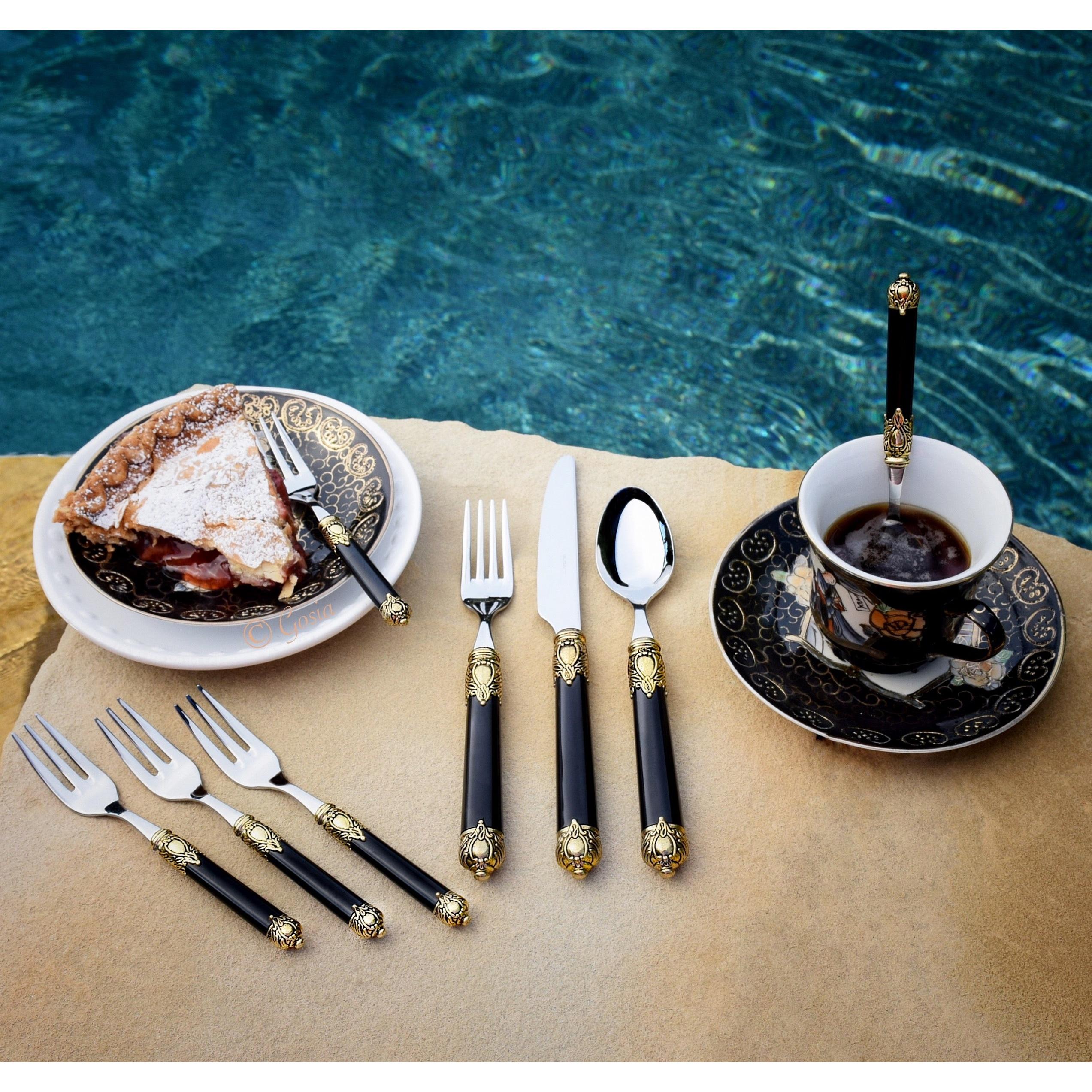 Rinascimento Antique Gold 5 Piece Place Setting - Black