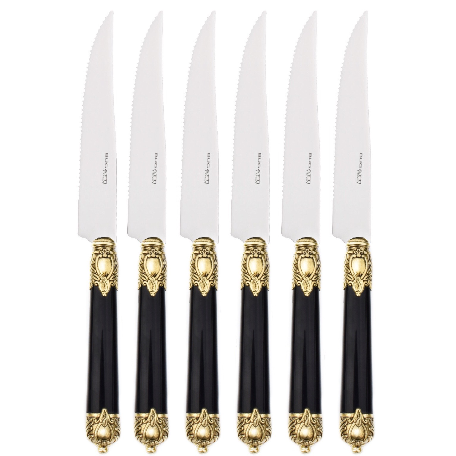 Rinascimento Steak Knives Set gold / black-Casa Bugatti USA