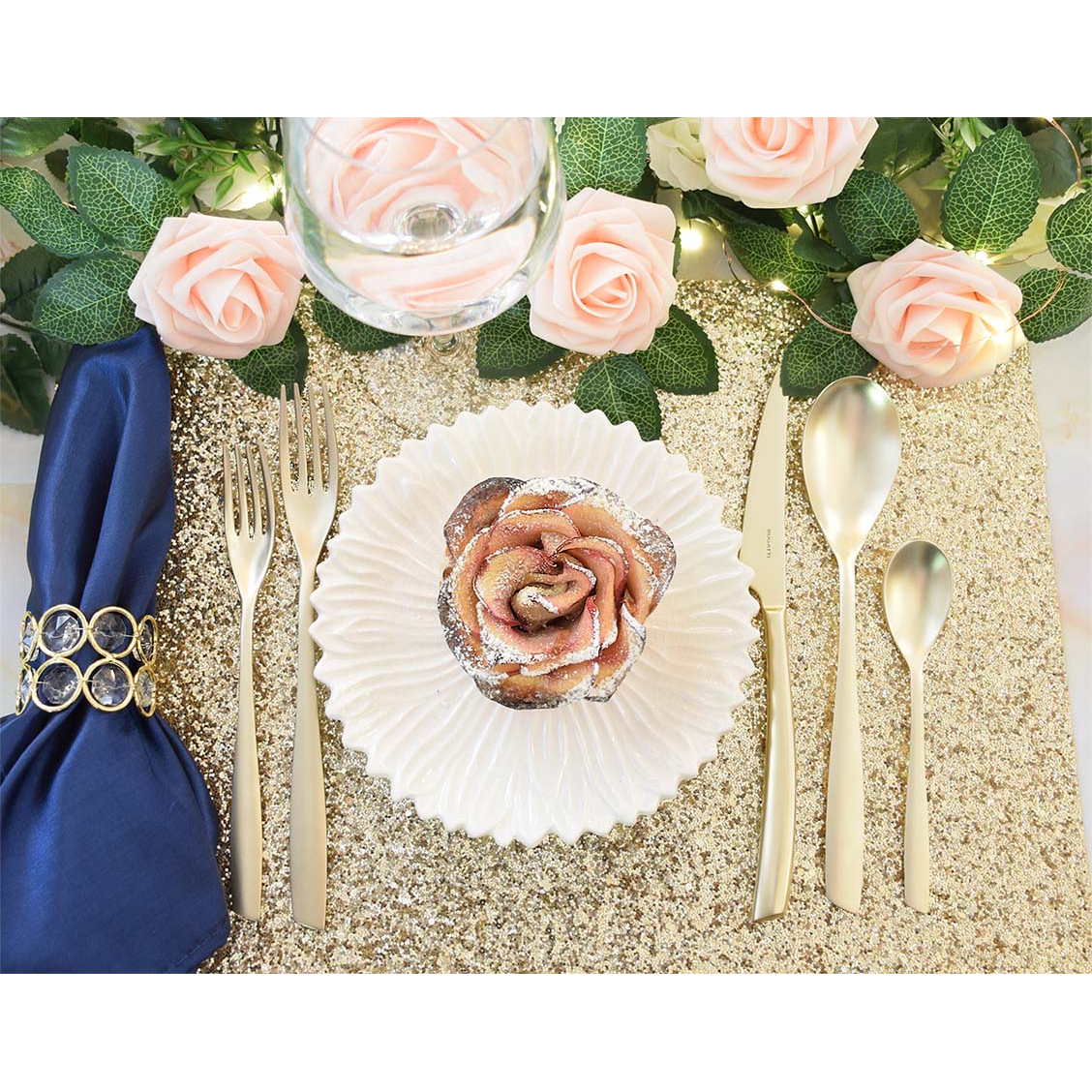 Riviera Champagne Matte 5 Piece Place Setting-Casa Bugatti USA
