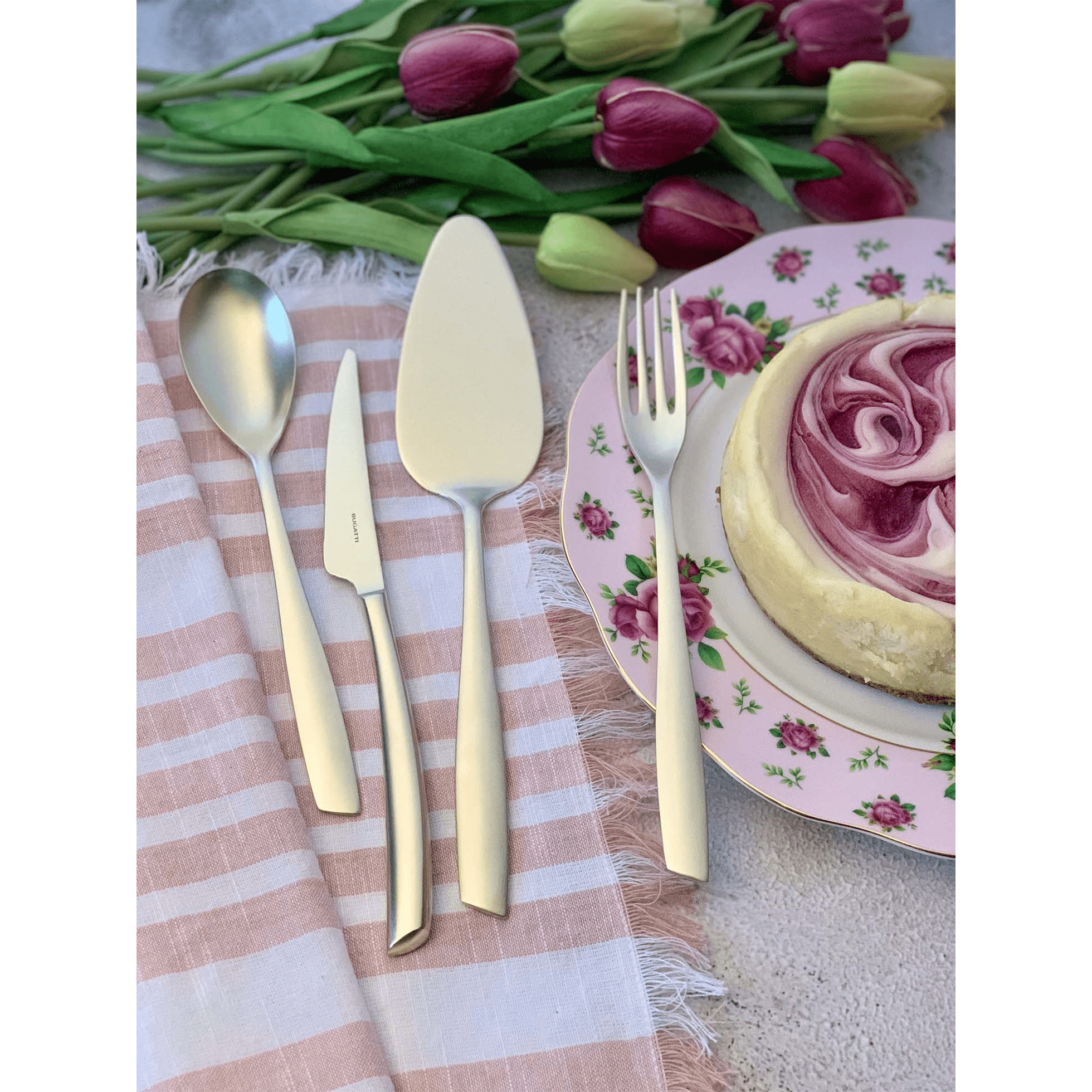 Riviera Champagne Matte 5 Piece Place Setting-Casa Bugatti USA