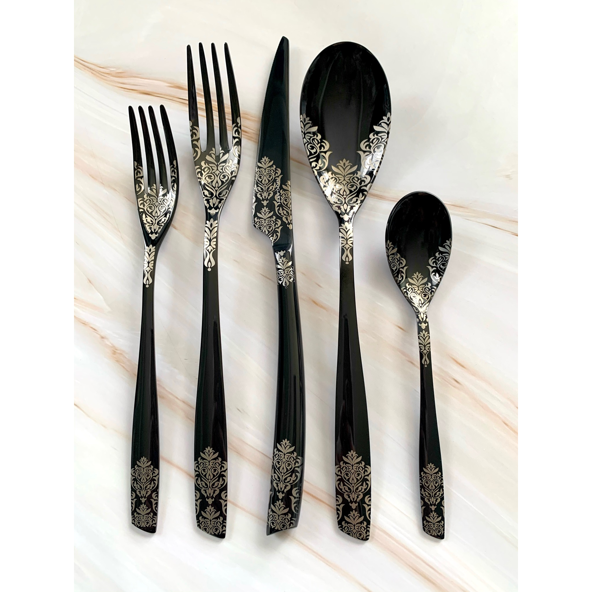 Riviera Devore Black 5 Piece Place Setting-Casa Bugatti USA