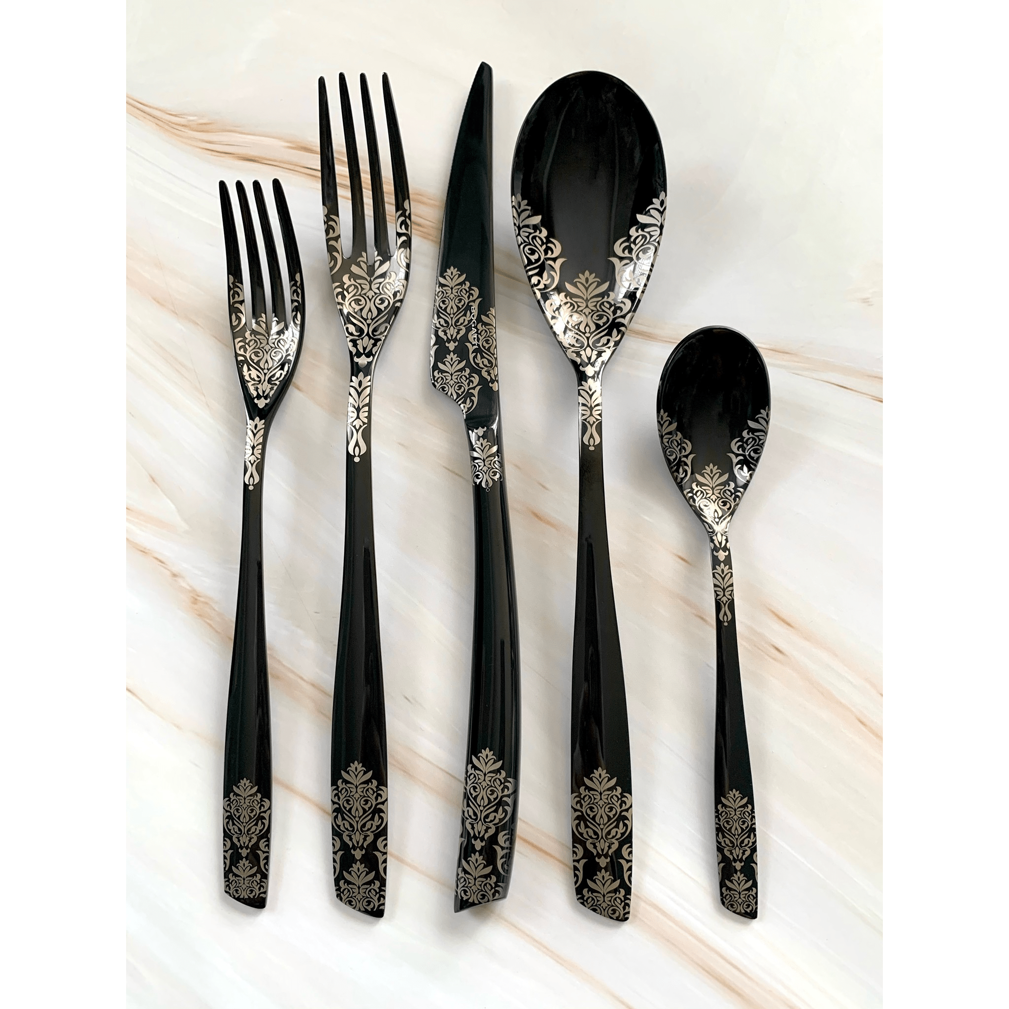 Riviera Devore Black 5 Piece Place Setting-Casa Bugatti USA
