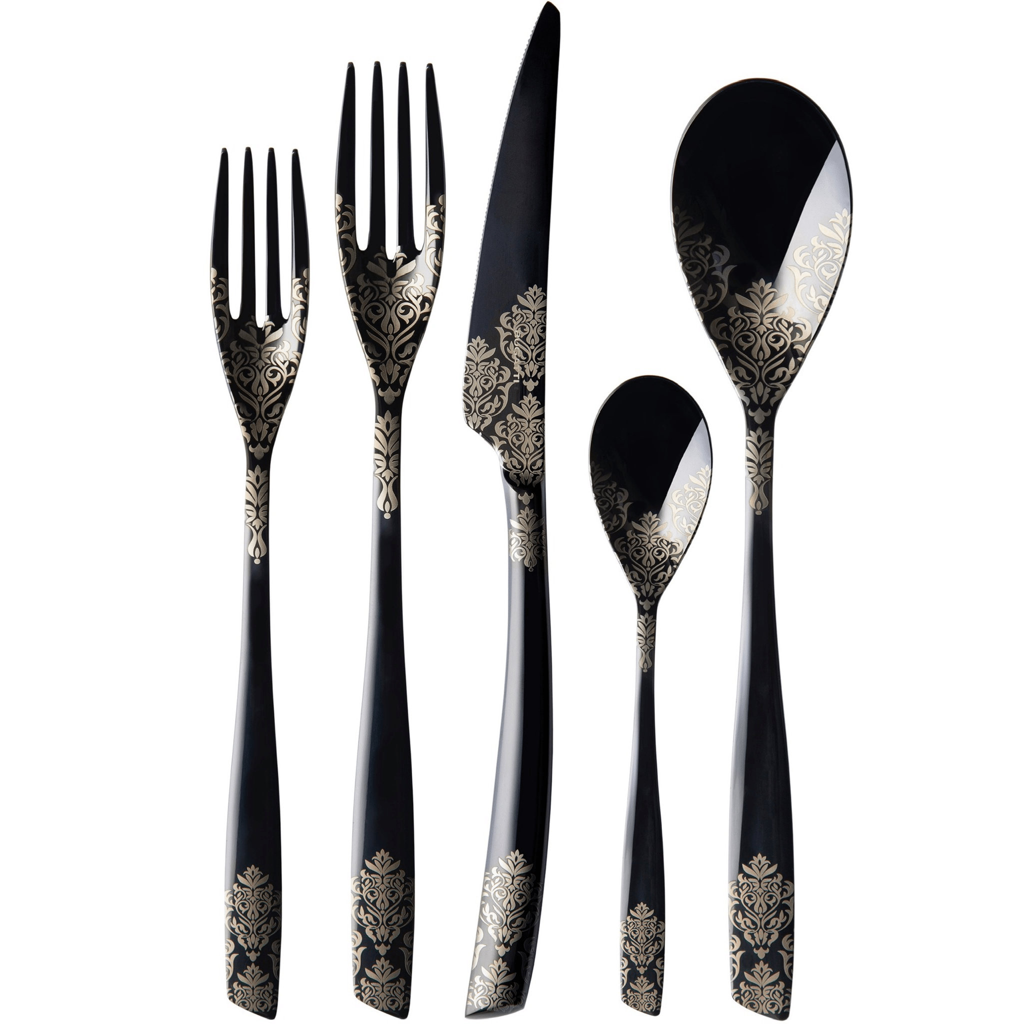 Riviera Devore Black 5 Piece Place Setting-Casa Bugatti USA