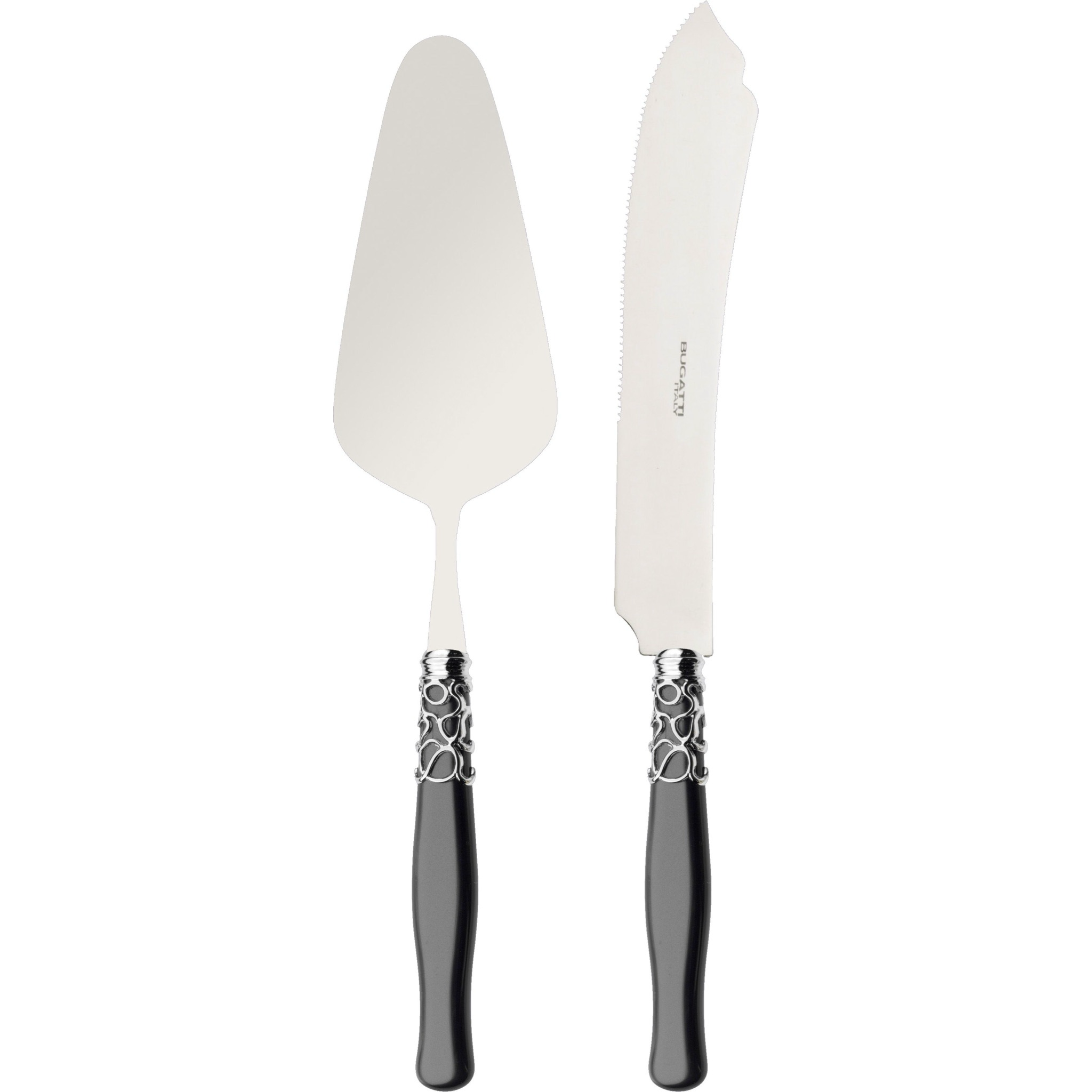 Selene 2 Piece Cake Serving Set black charcoal-Casa Bugatti USA