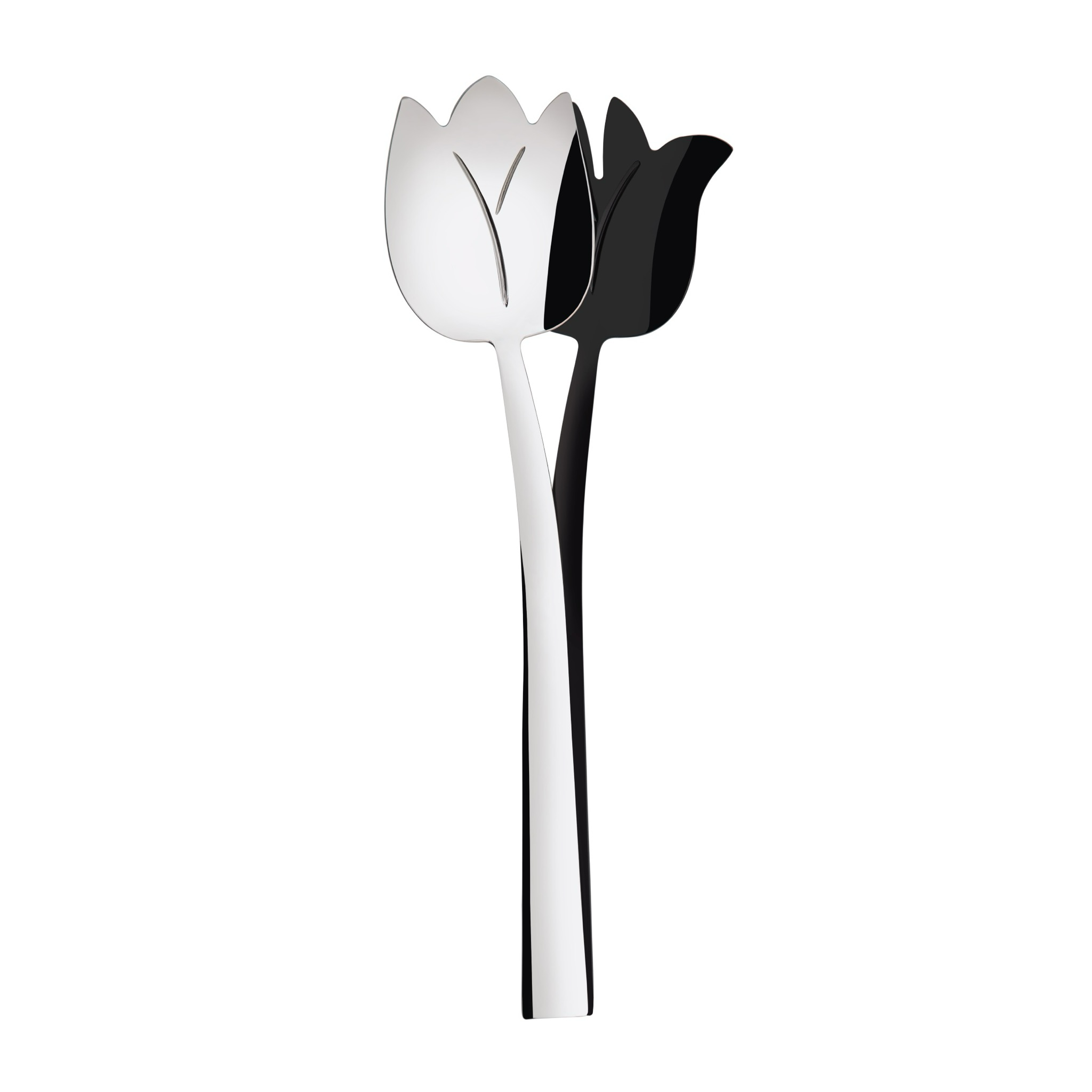 Tulipano 2 Piece Salad Set silver / black-Casa Bugatti USA