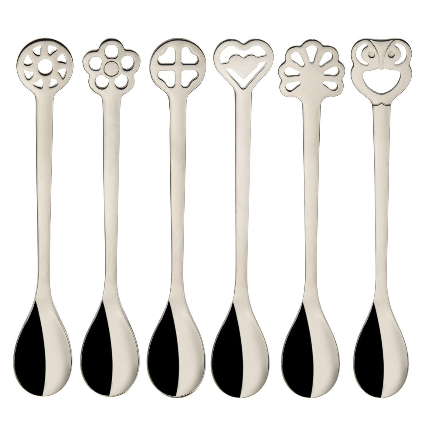 Portafortuna six piece moka spoon set with charm tops