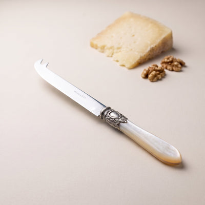 Oxford Antique two-point deer cheese knife in ivory, with aged pecorino and walnuts