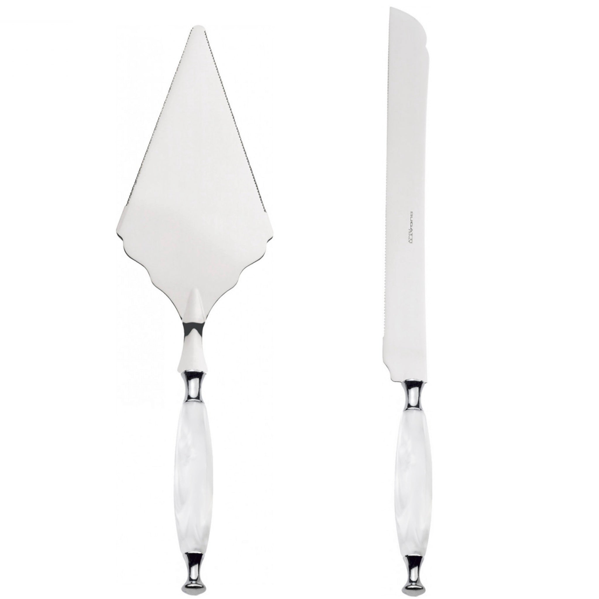 Country 2 Piece Large Cake Serving Set serrated - White