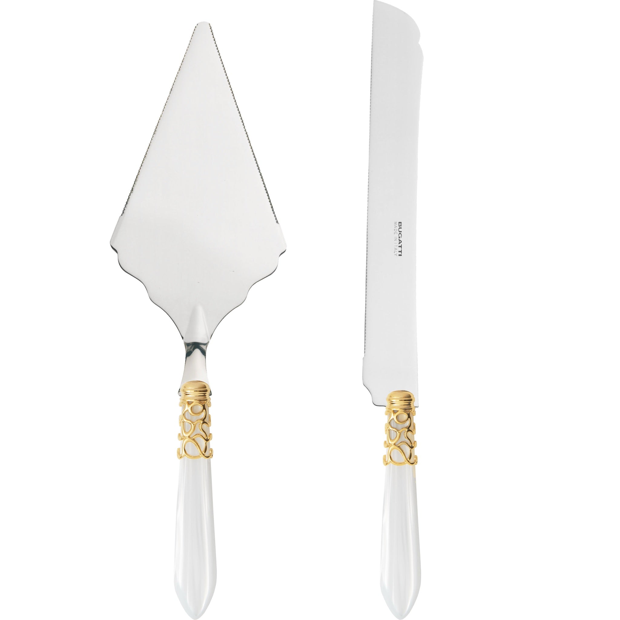 Melodia Gold Large 2 Piece Cake Serving set - White