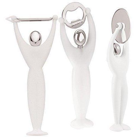 GYM 3 GYM SET  Pizza Cutter / Bottle Opener / Peeler -  White-Casa Bugatti USA
