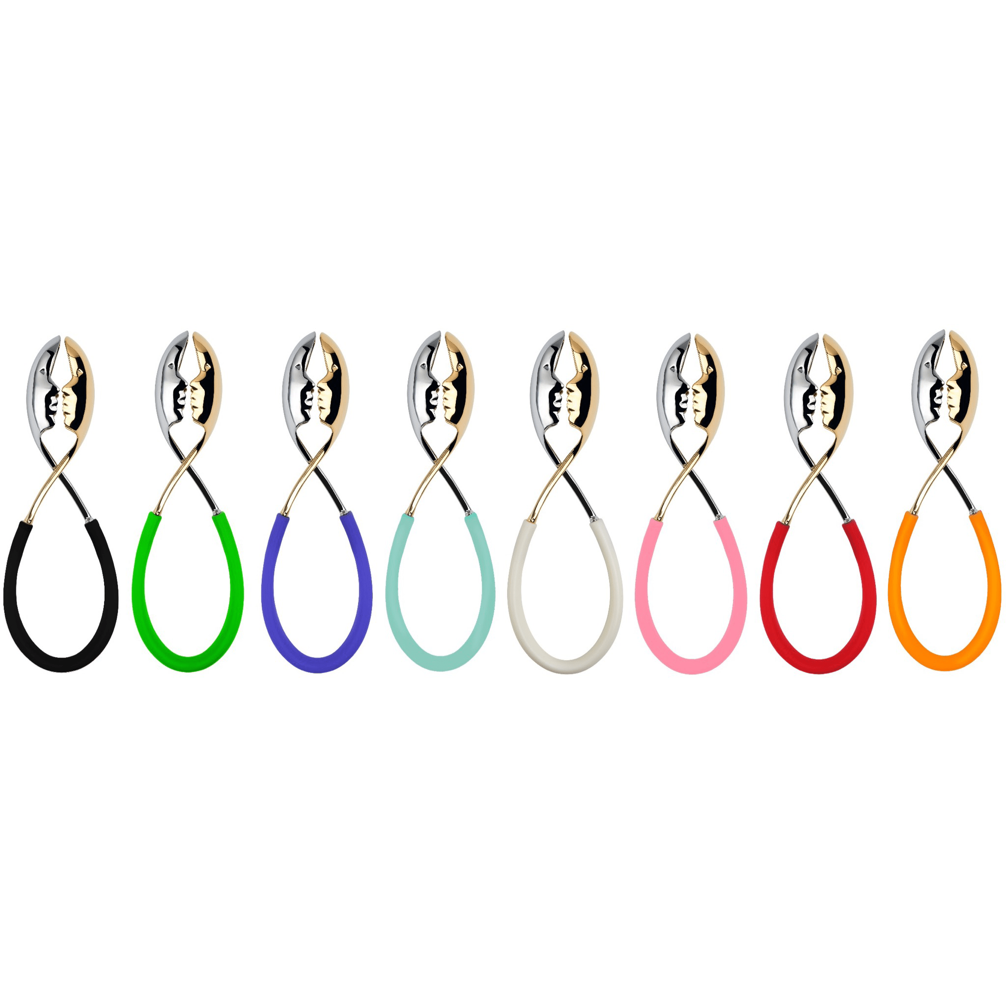 Kiss Salad Tongs - Gold / Green-Casa Bugatti USA