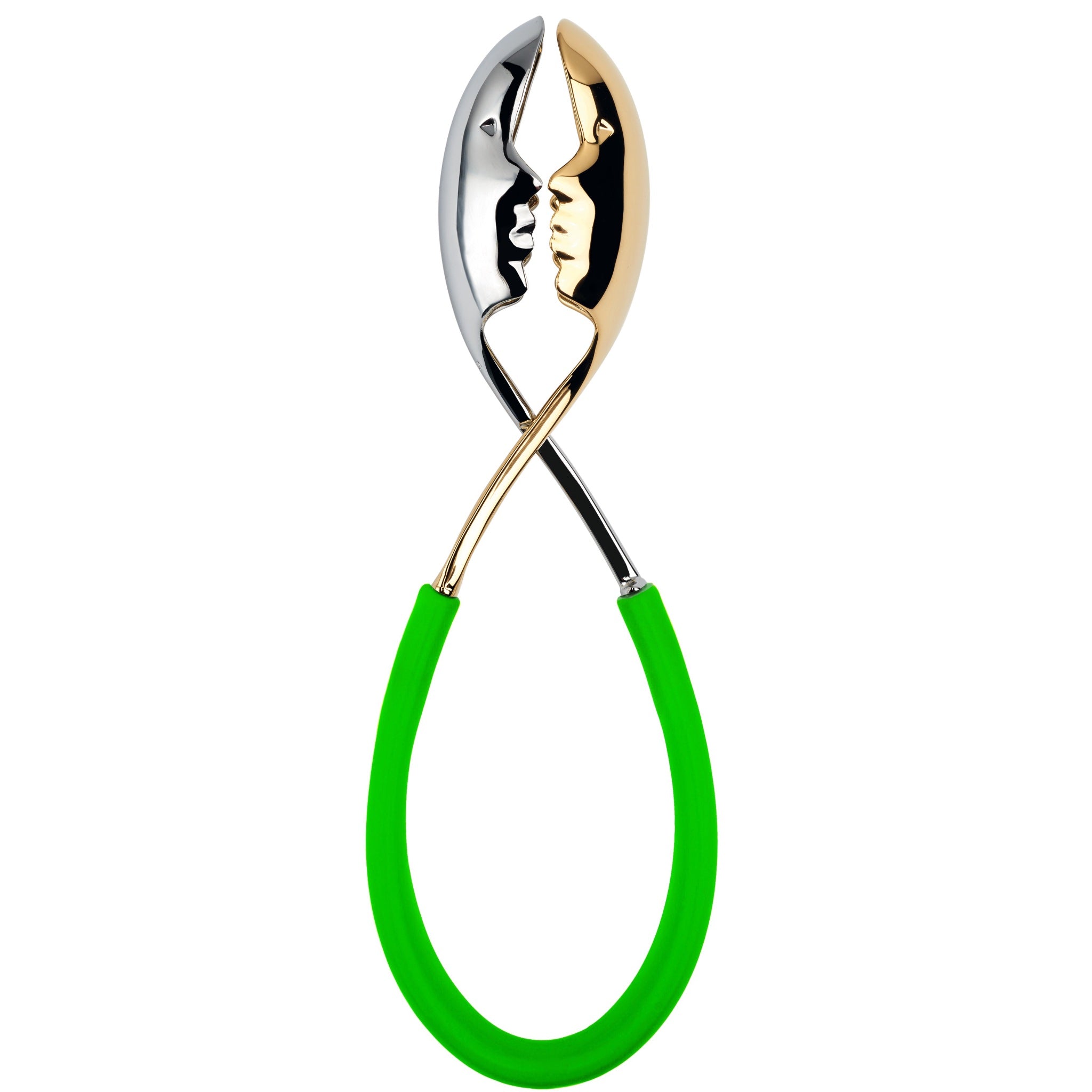 Kiss Salad Tongs - Gold / Green-Casa Bugatti USA
