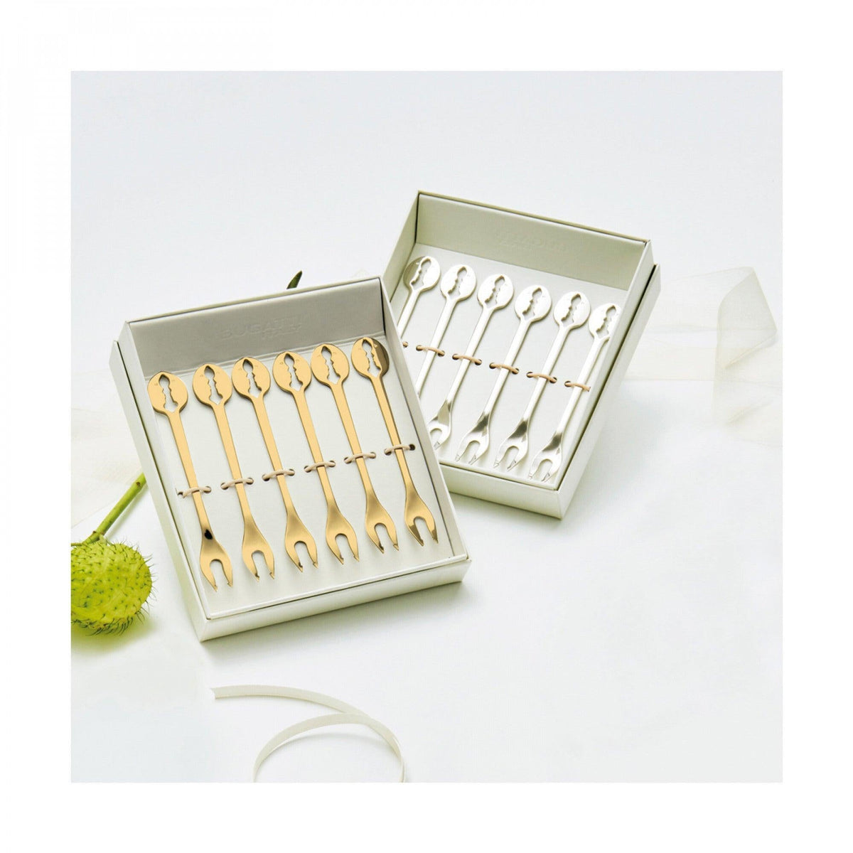 Kiss Gold Plated Cocktail Forks Set-Casa Bugatti USA