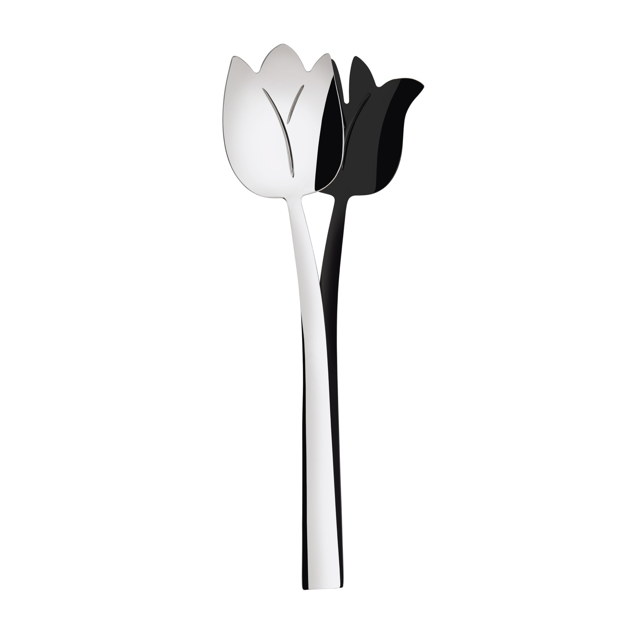 Tulipano 2 Piece Salad Servers  silver / black-Casa Bugatti USA