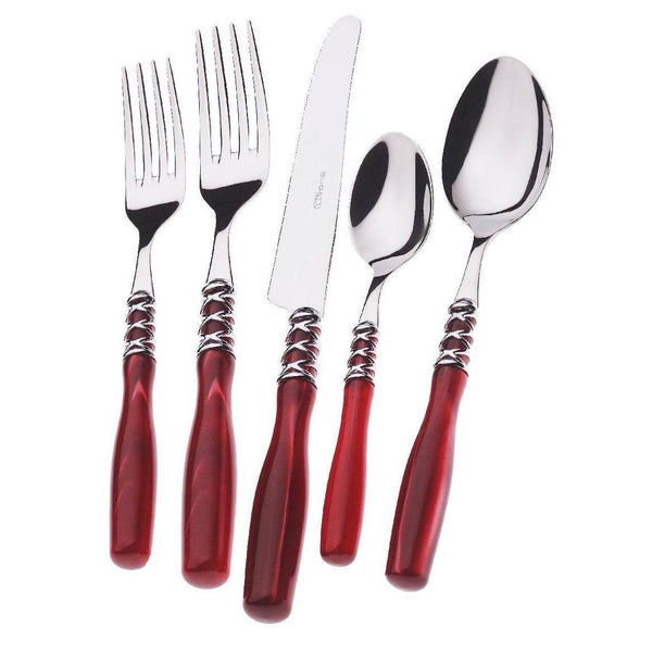 Arianna Brilliant 5 Piece Place Setting, Burgundy — Casa Bugatti