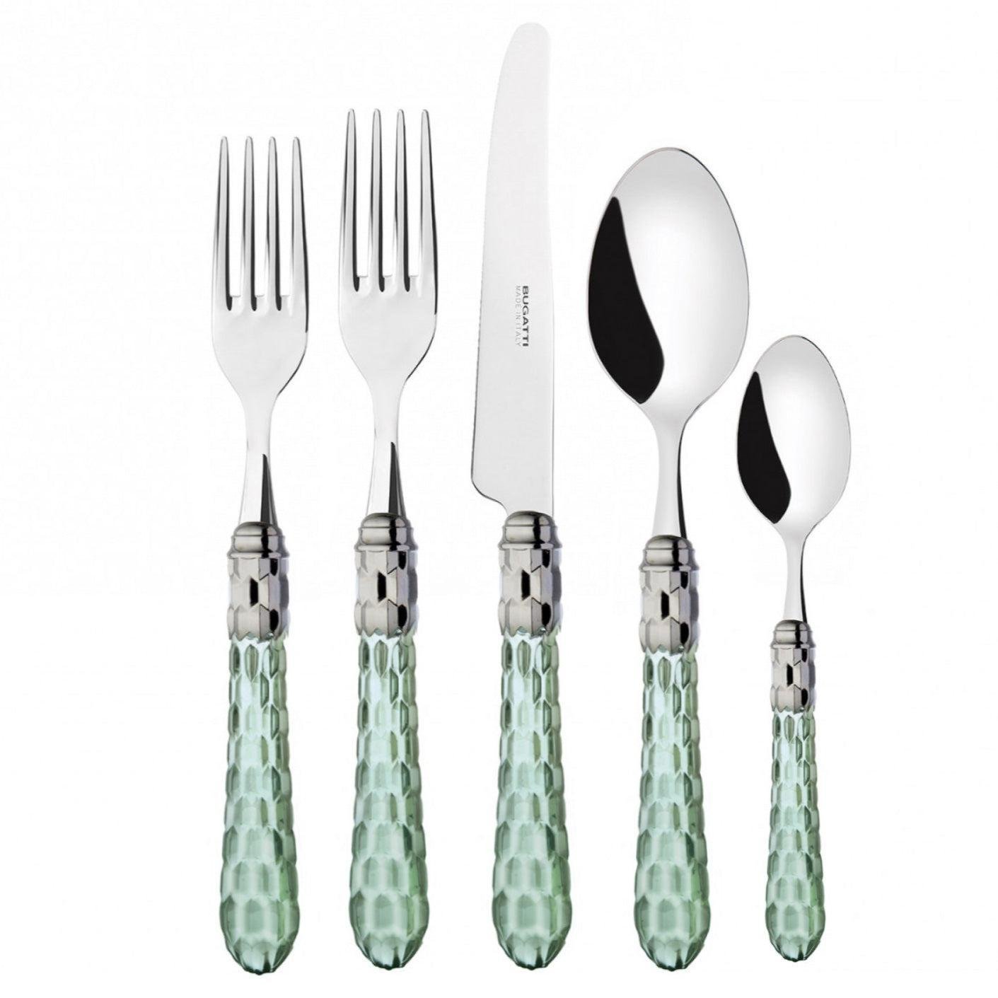 Cristallo Brilliant 5 Piece Place setting, Green Clear — Casa Bugatti