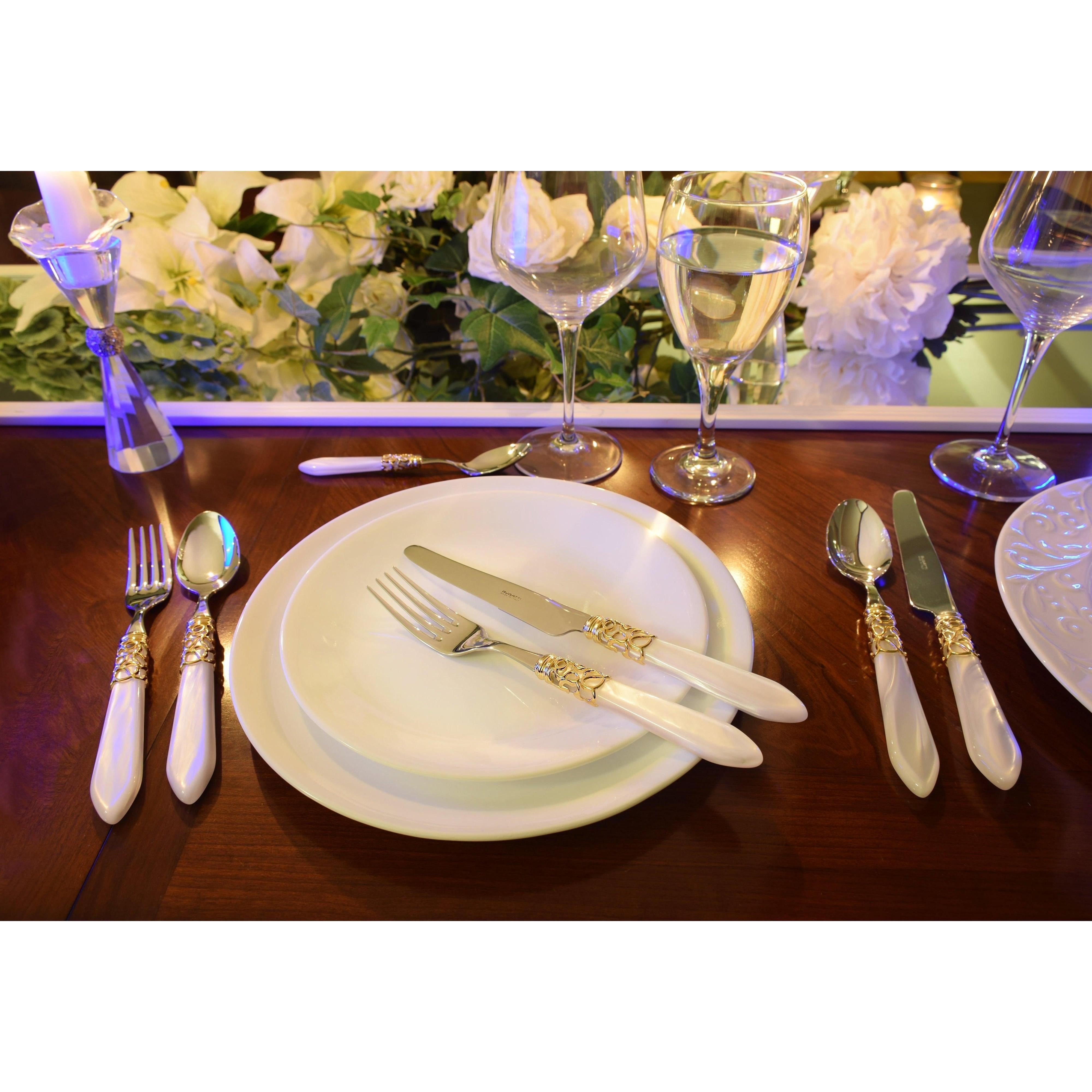 Melodia Gold 5 Piece Place setting, White — Casa Bugatti