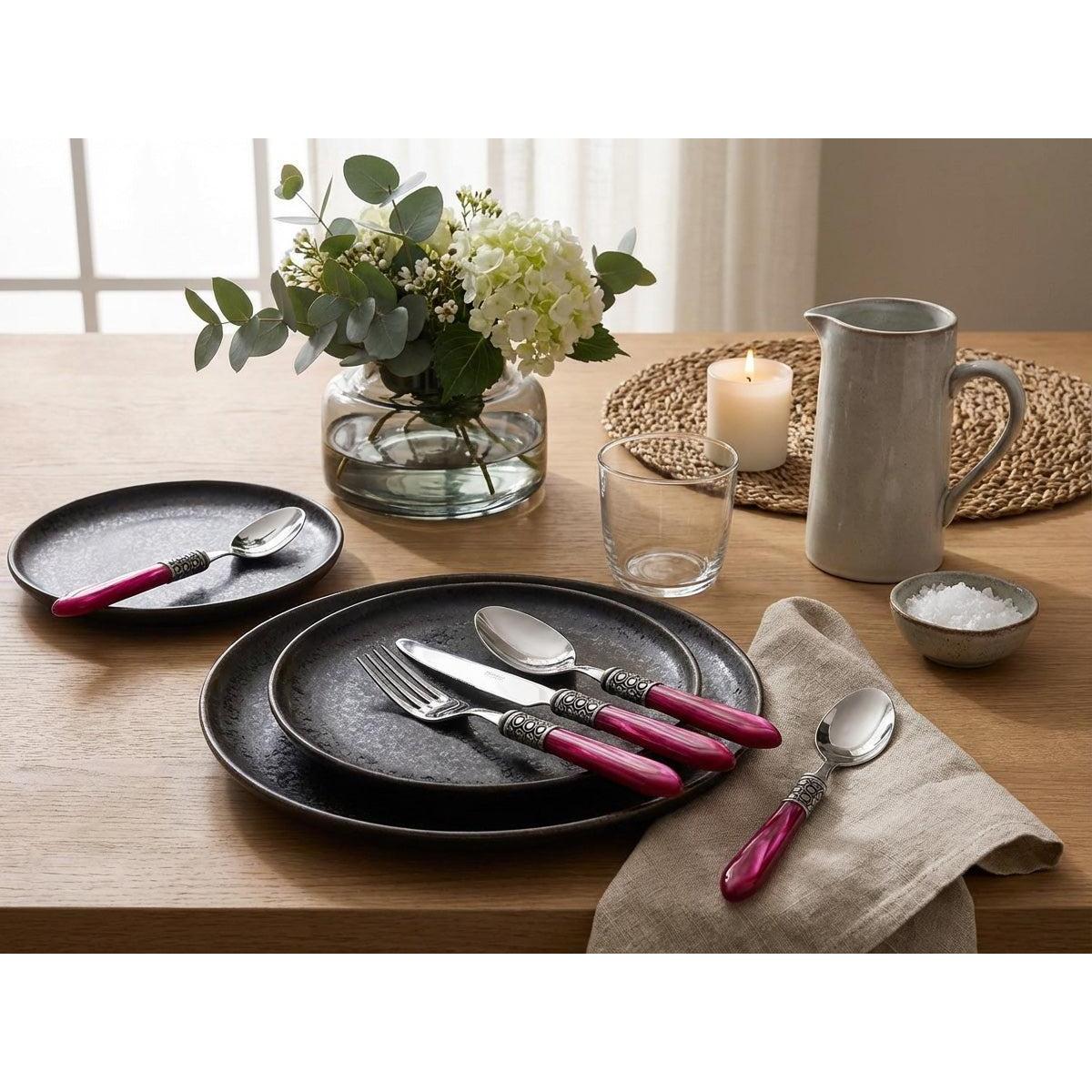Optical Antique 5 Piece Place setting, Raspberry — Casa Bugatti