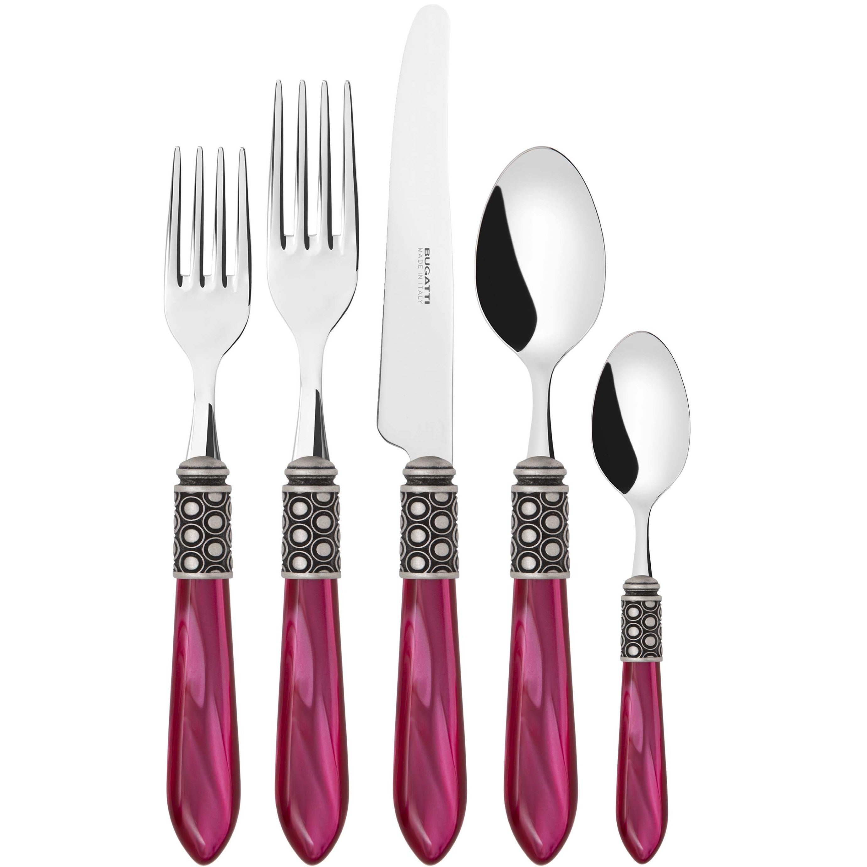 Optical Antique 5 Piece Place setting, Raspberry — Casa Bugatti
