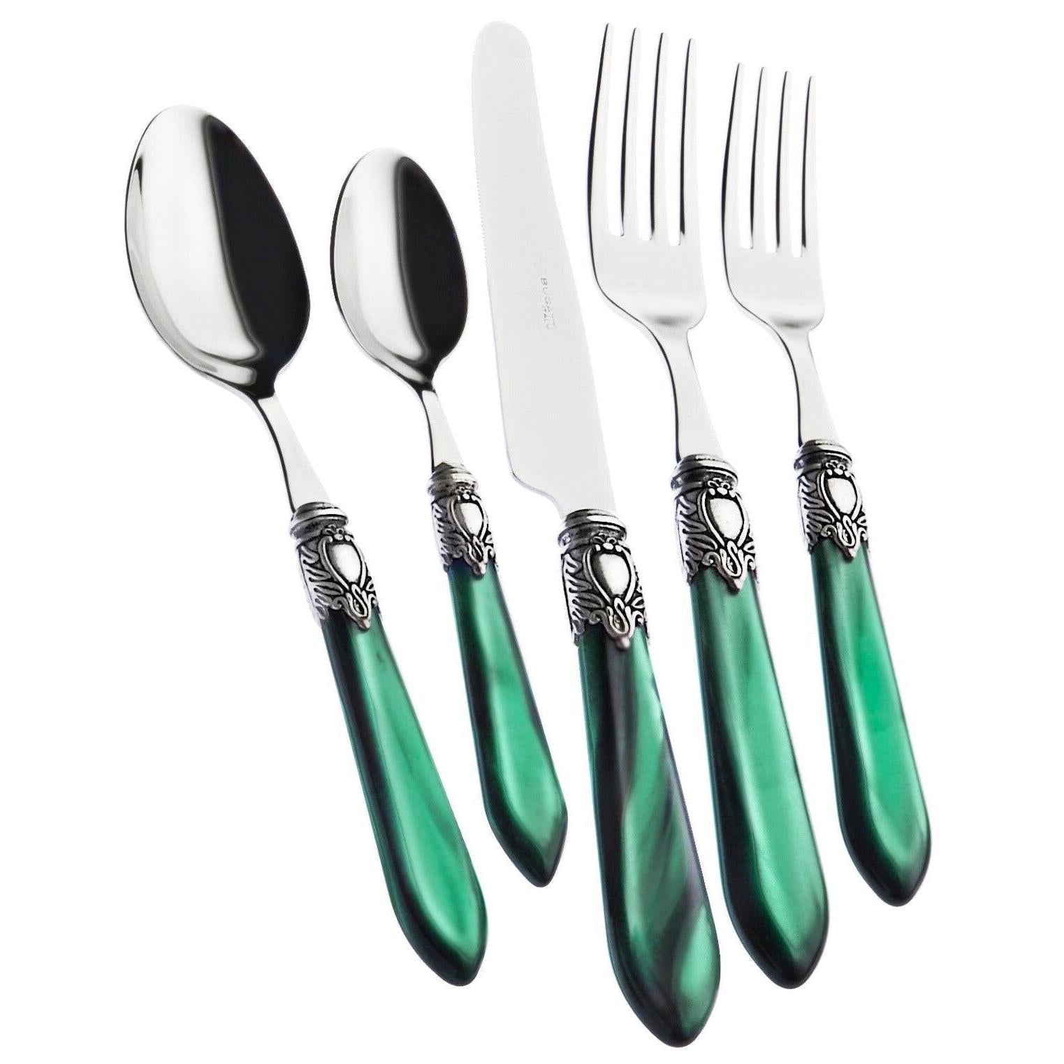 Oxford Antique 5 piece place setting - EMERALD GREEN pearlescent-Casa Bugatti USA