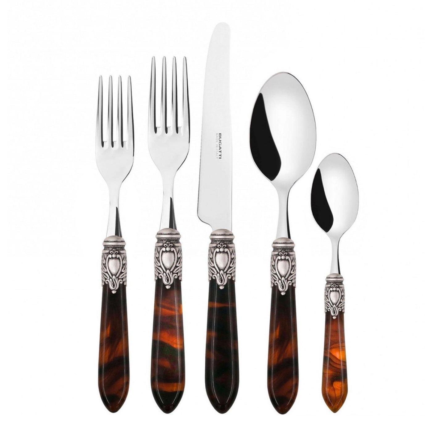 Oxford Antique 5 piece place setting - TORTOISE SHELL Pearlescent-Casa Bugatti USA