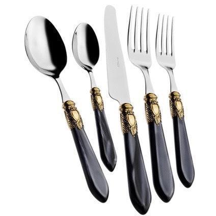 Oxford Gold Ring 5 Piece Place Setting charcoal-Casa Bugatti USA
