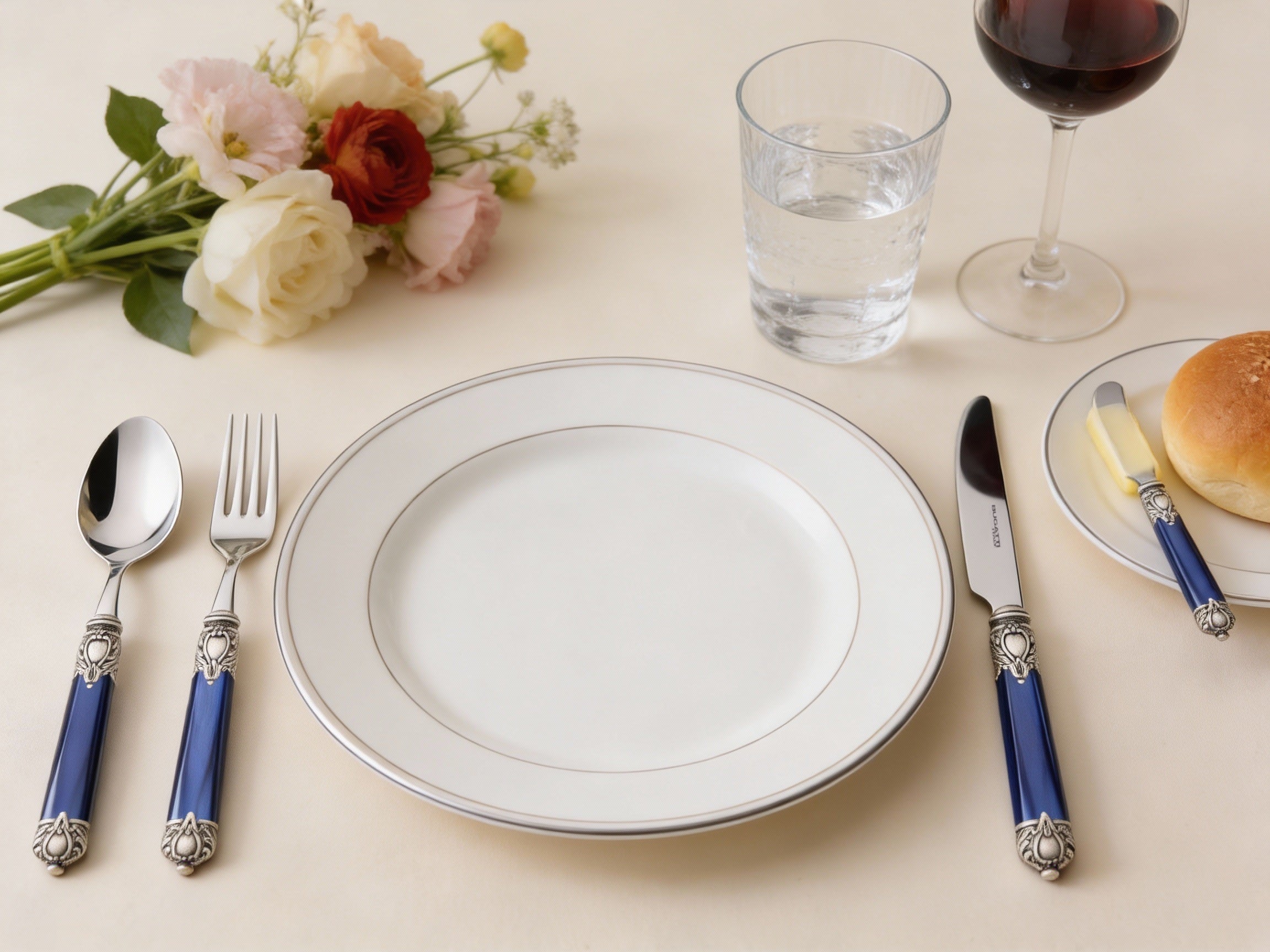 Rinascimento Antique Silver 5 Piece Place Setting, Royal Blue — Casa Bugatti