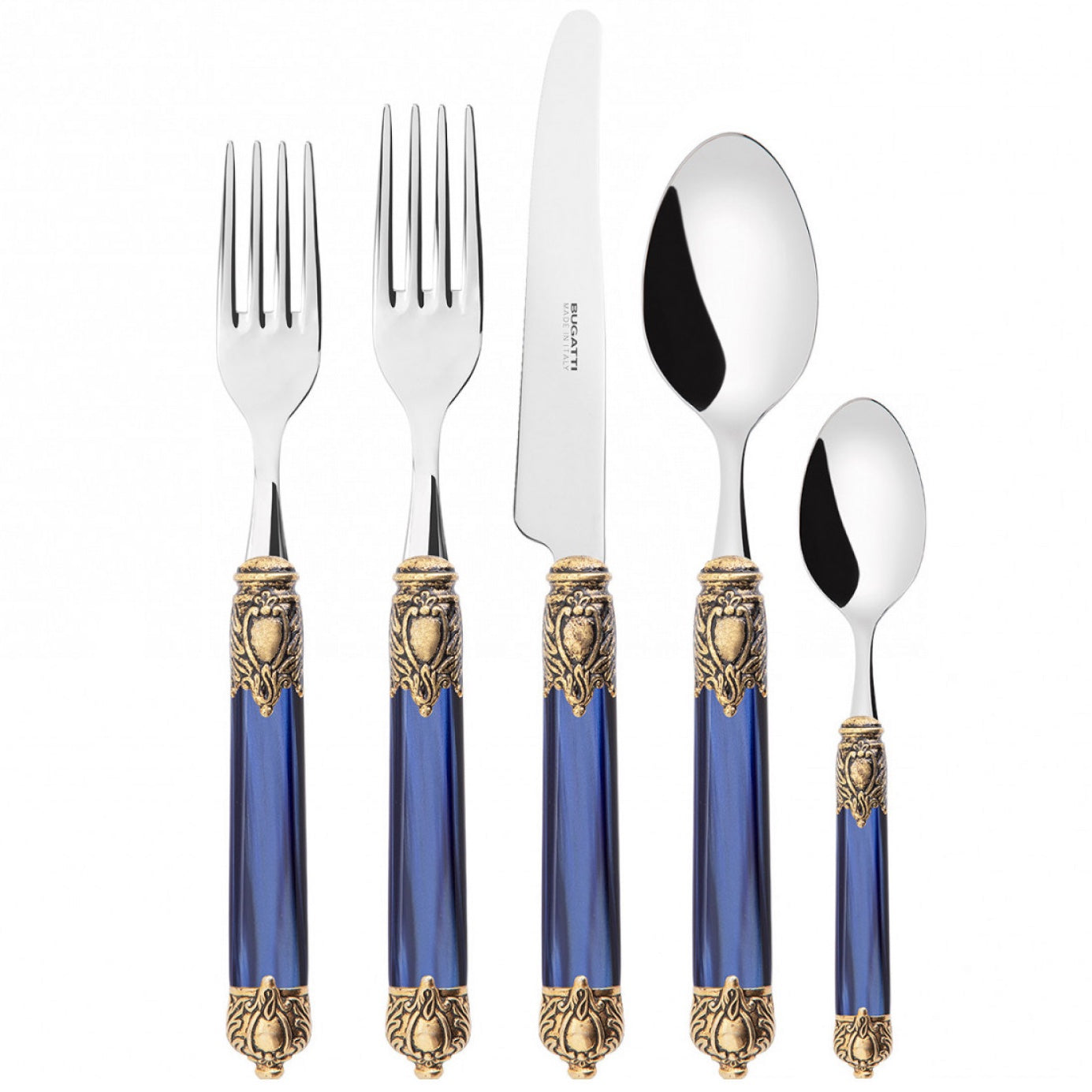 Rinascimento Antique Gold 5 Piece Place Setting - Royal Blue