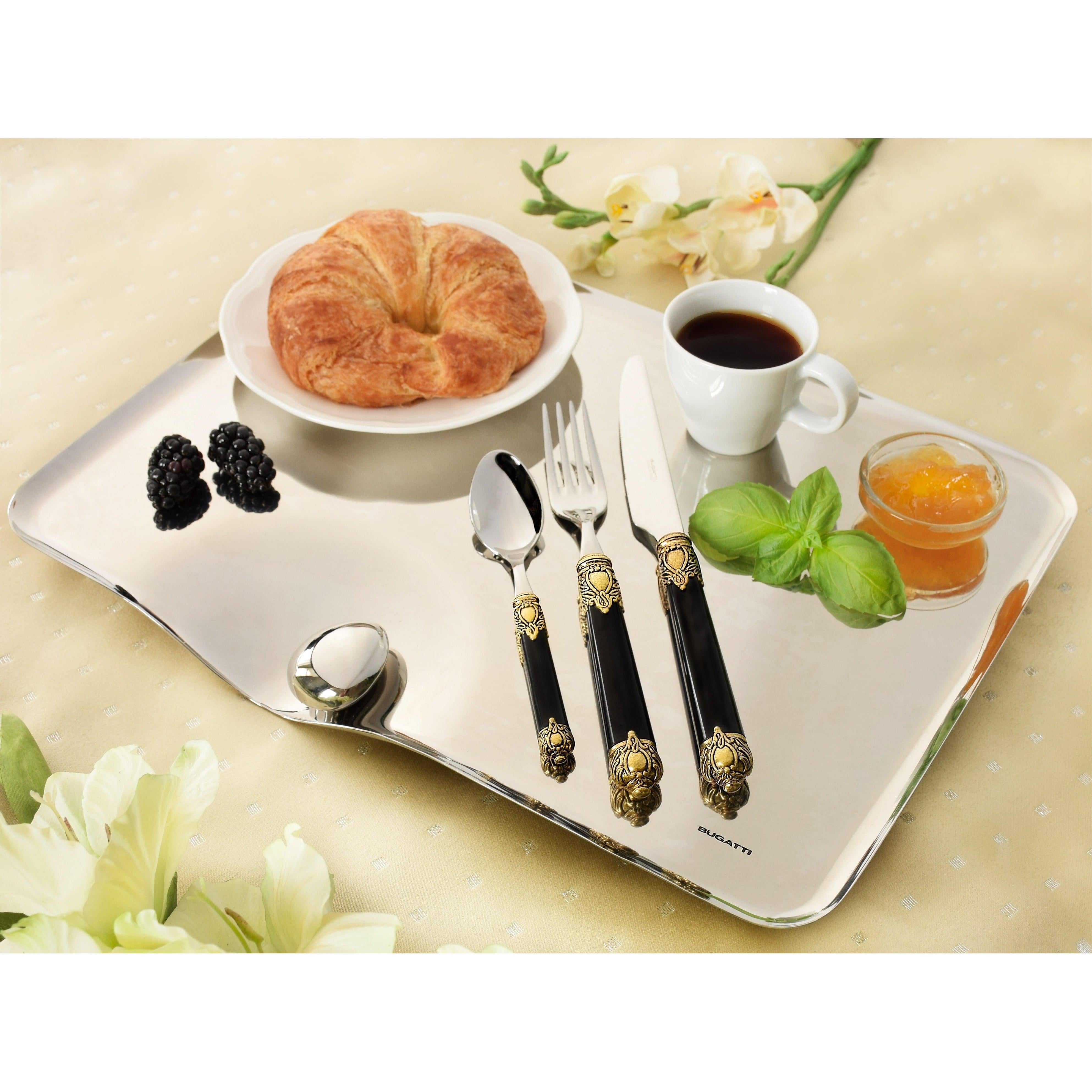 Rinascimento Antique Gold 5 Piece Place Setting, Black — Casa Bugatti