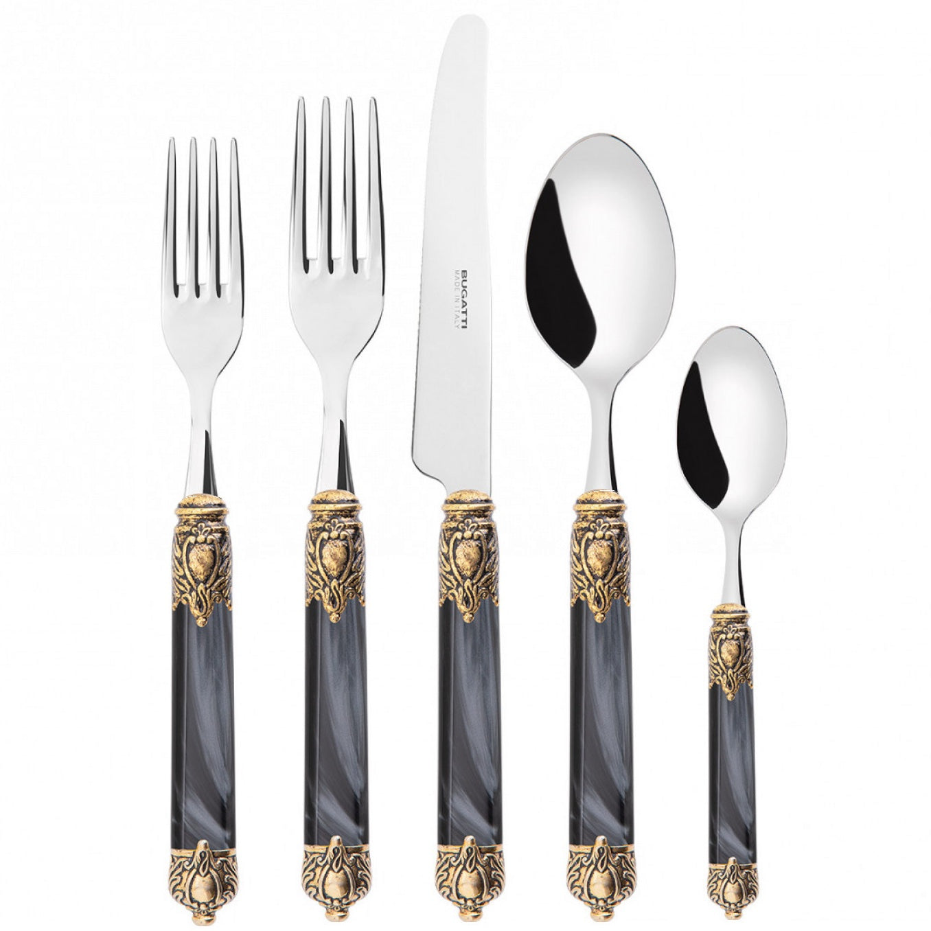 Rinascimento Antique Gold 5 Piece Place Setting - Charcoal
