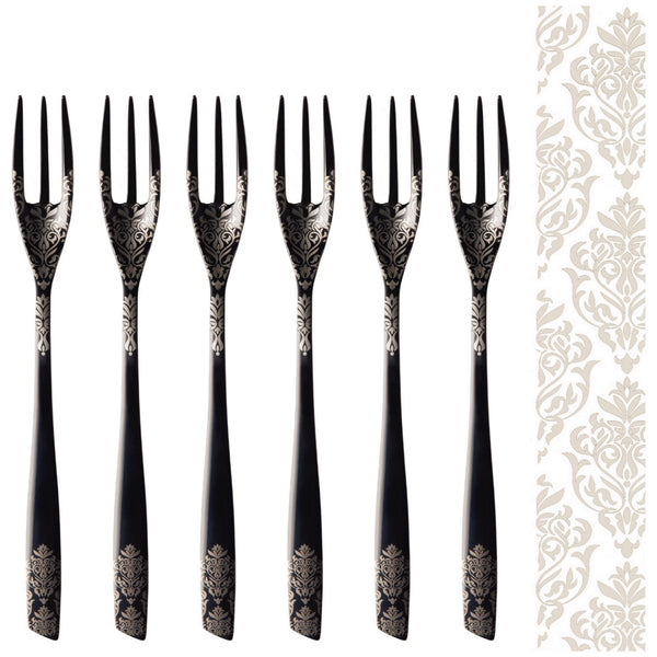 Riviera Black Devorè Cake / Cocktail Forks Set