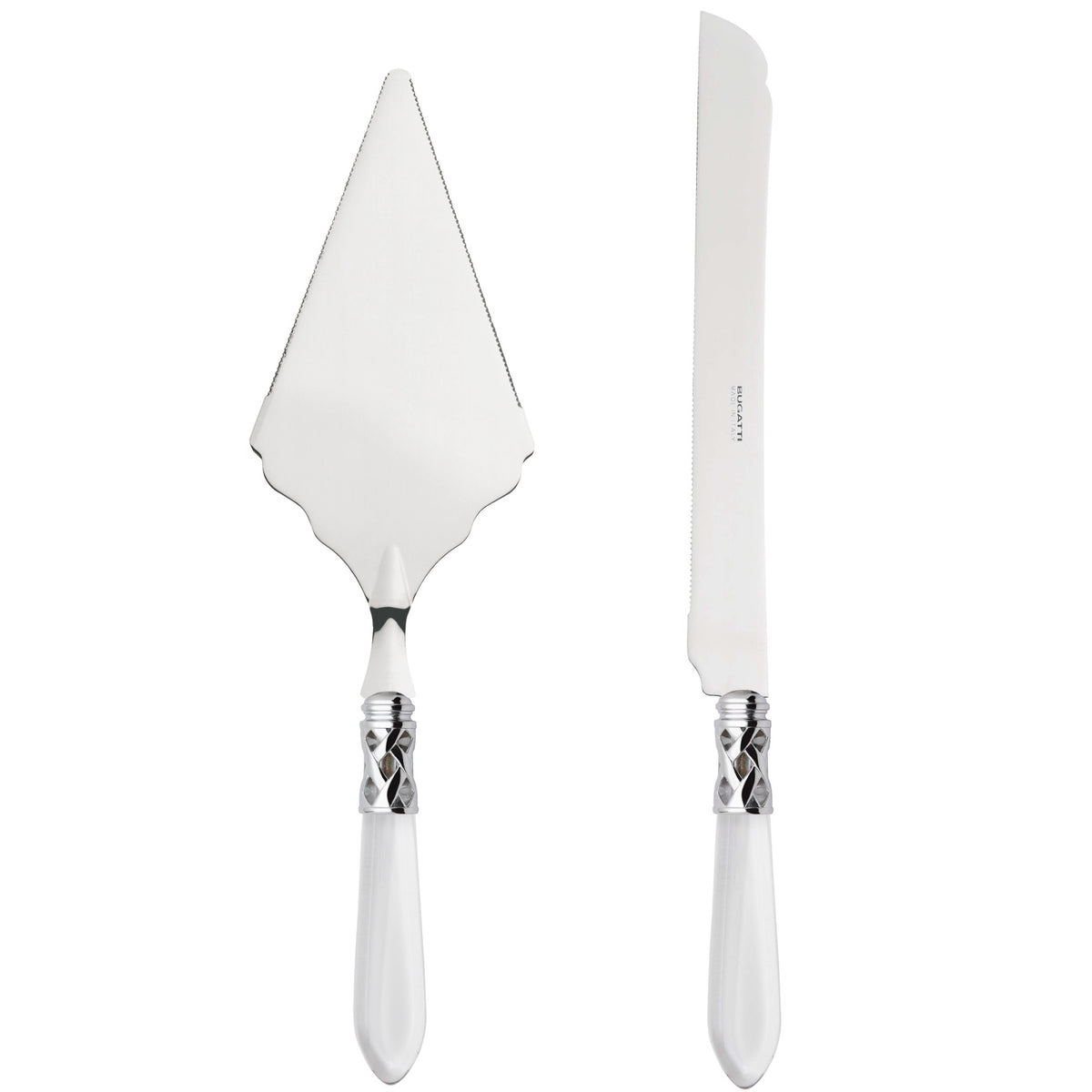 Aladdin Brilliant 2 Piece Large Cake Serving Set serrated - White