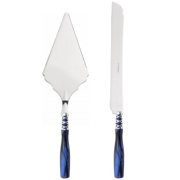 Arianna Brilliant 2 Piece Large Cake Serving Set serrated - Royal Blue