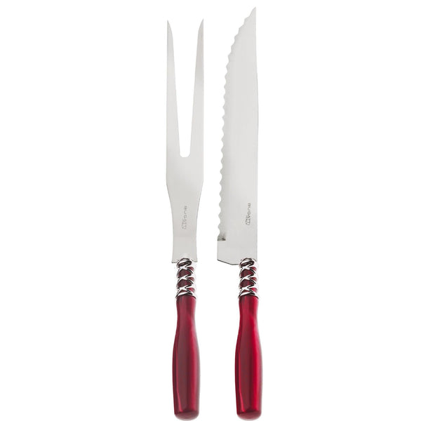 Arianna Brilliant Roast Carving Set - Fork And Knife - Burgundy