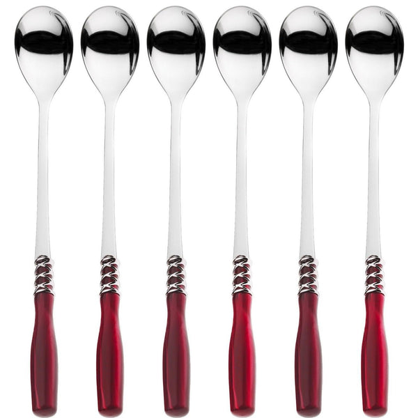 Arianna Brilliant Ice Tea / Cocktail Spoon Set - Burgundy