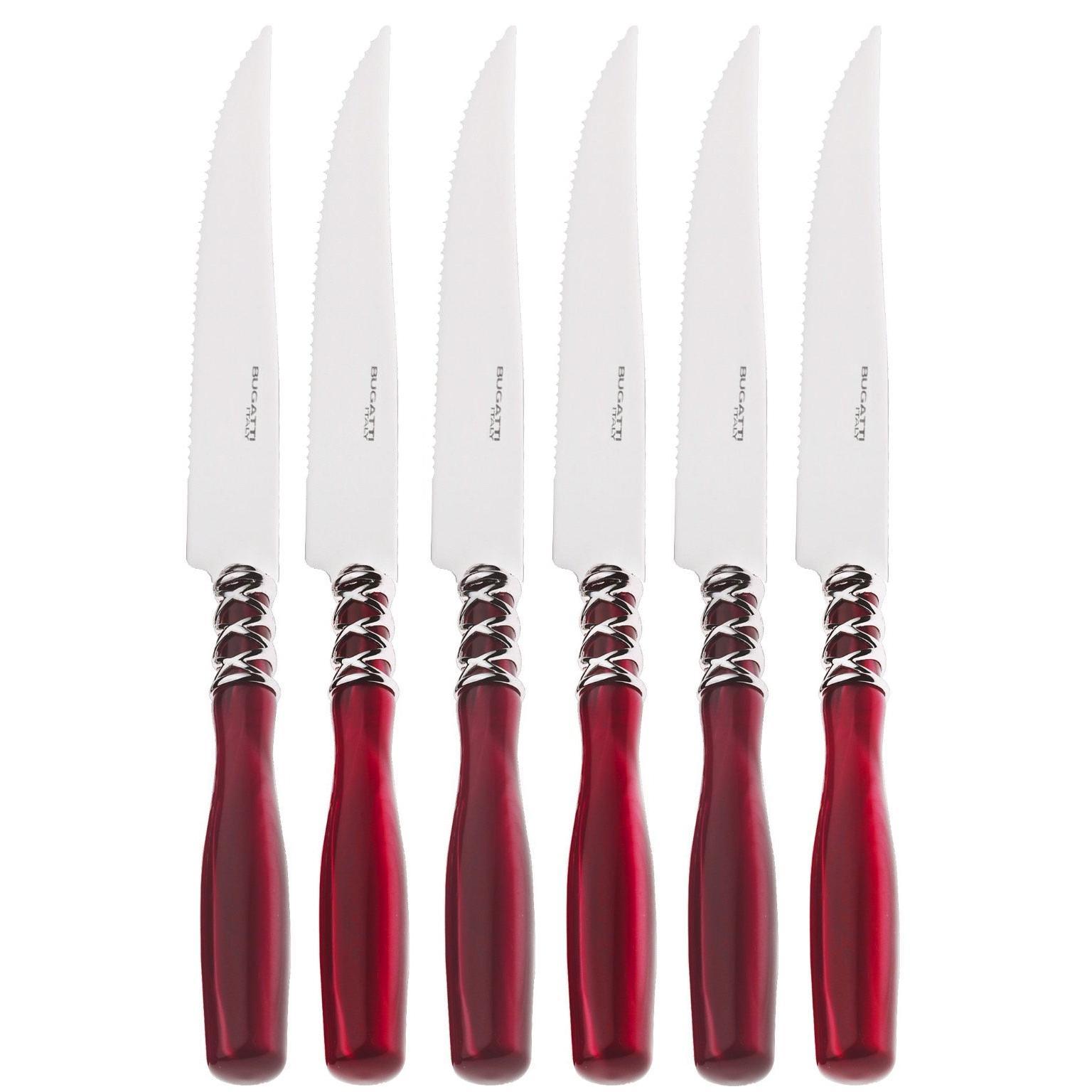 Arianna Brilliant 6 Piece Steak knife Set - Burgundy-Casa Bugatti USA
