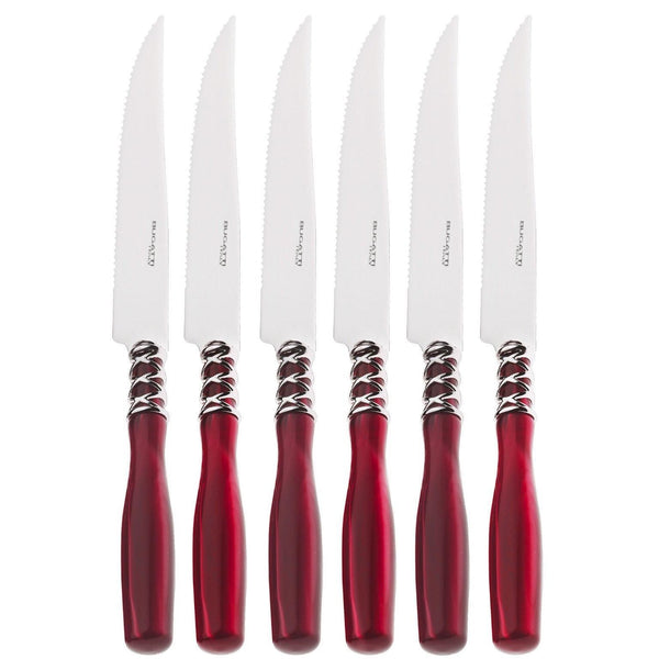 Arianna Brilliant 6 Piece Steak knife Set - Burgundy