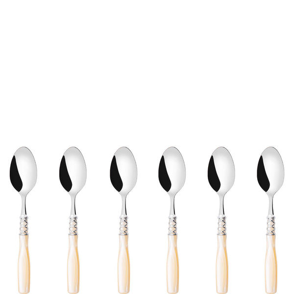 Arianna Brilliant 6 Piece Coffee Spoon Set in gift box - Ivory