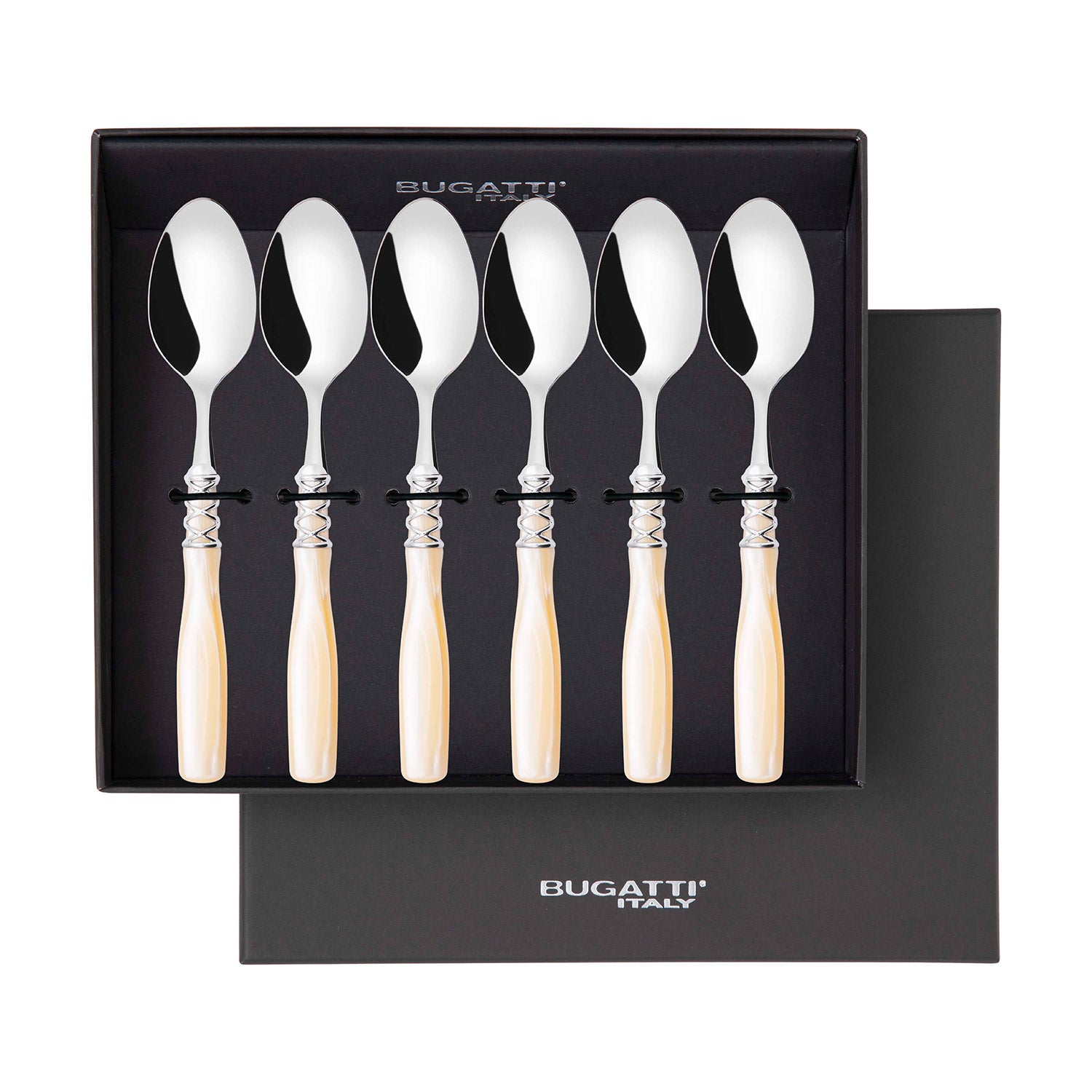 Arianna Brilliant 6 Piece Coffee Spoon Set in gift box - Ivory