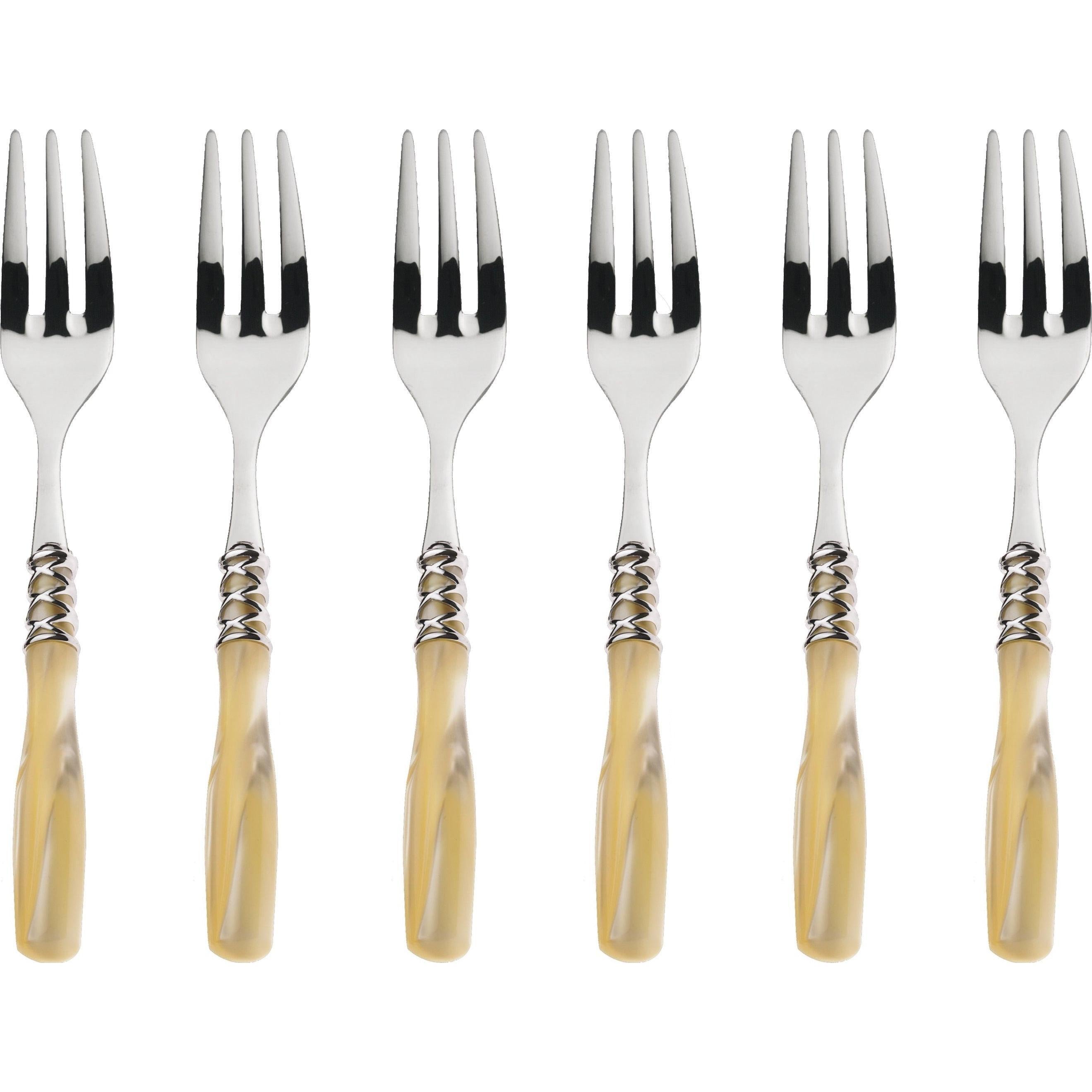 Arianna Brilliant Cocktail / Cake Fork Set in gift box - Ivory