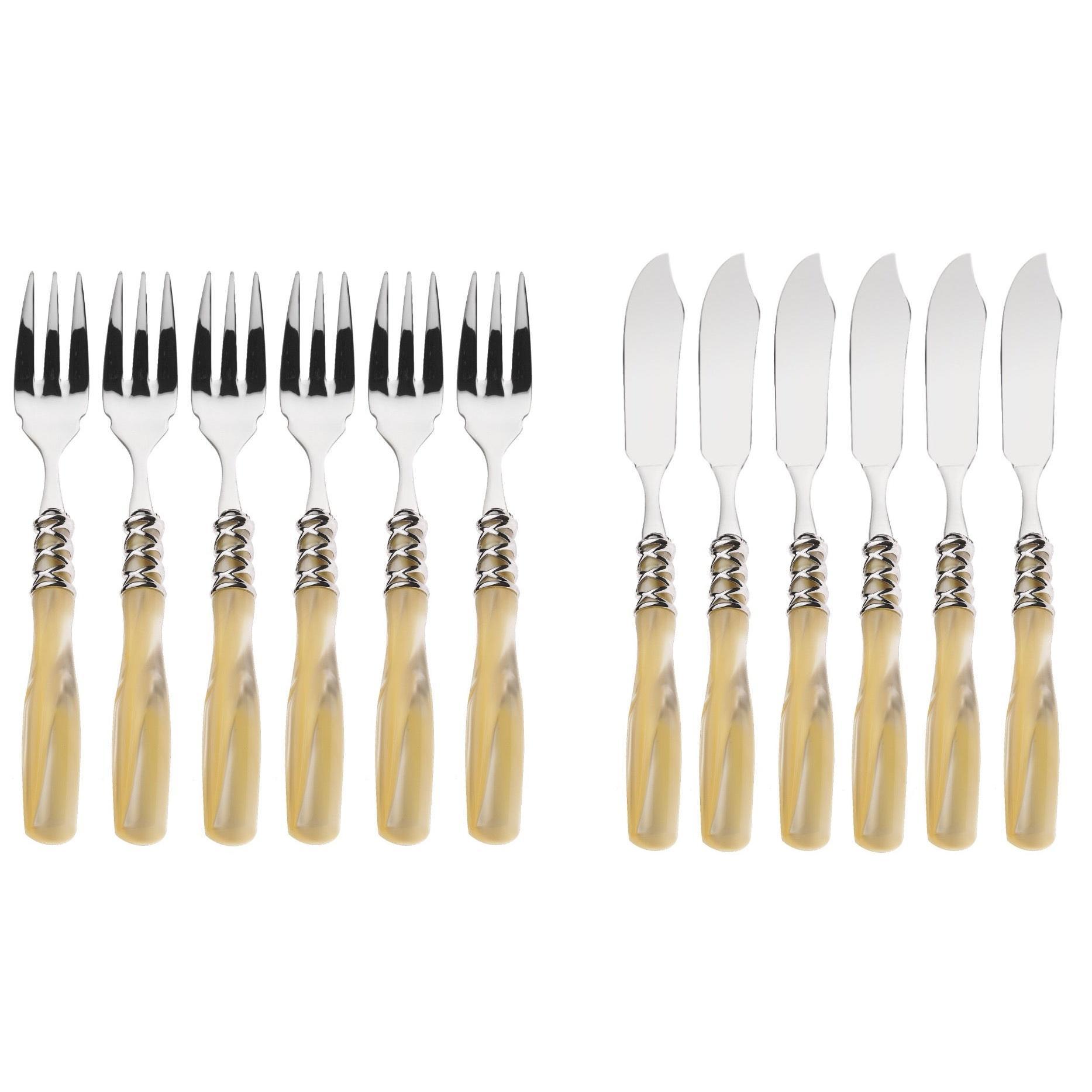 Arianna Brilliant 12 Pieces Fish Set - Ivory-Casa Bugatti USA