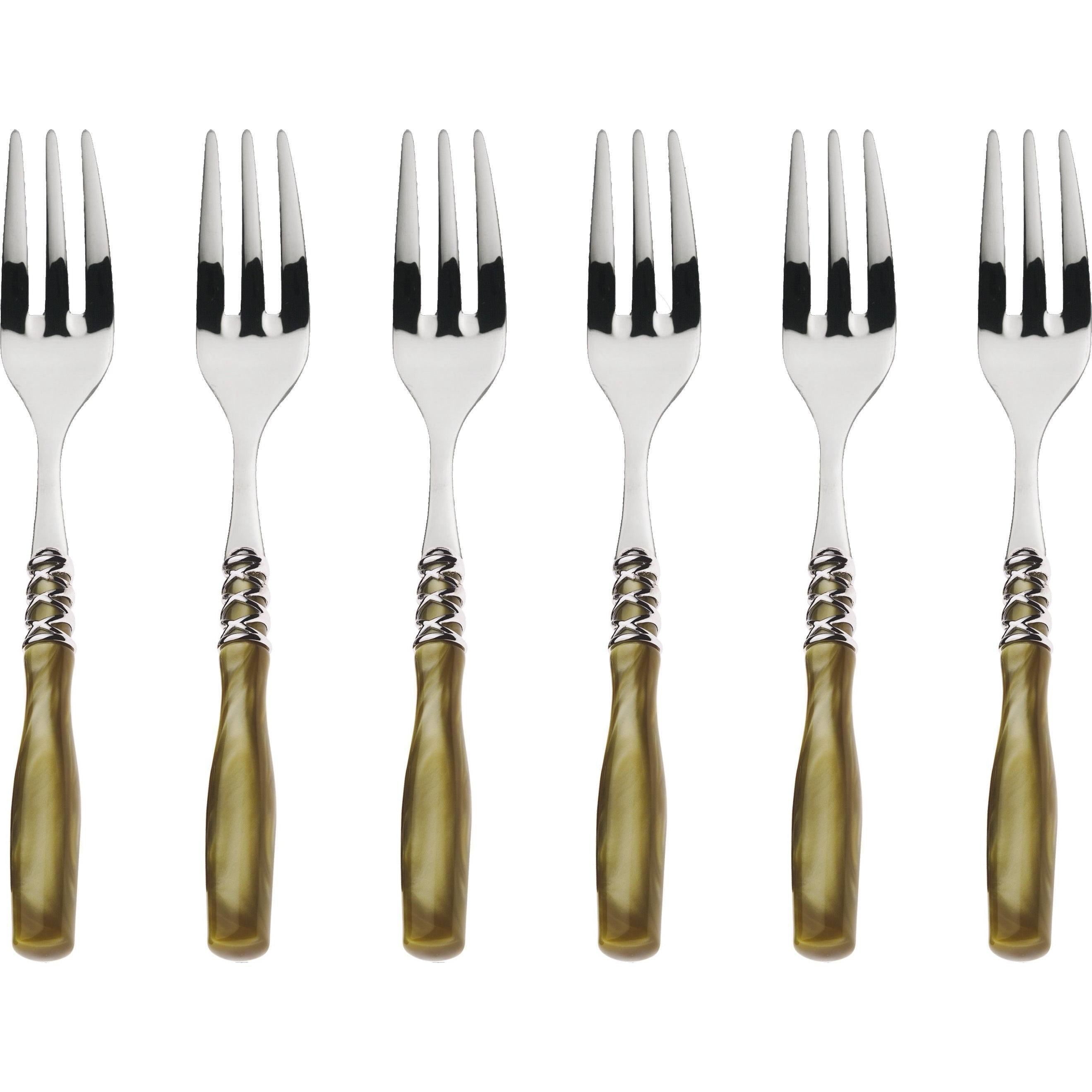 Arianna Brilliant Cocktail / Cake Fork Set in gift box - Chartreuse Green