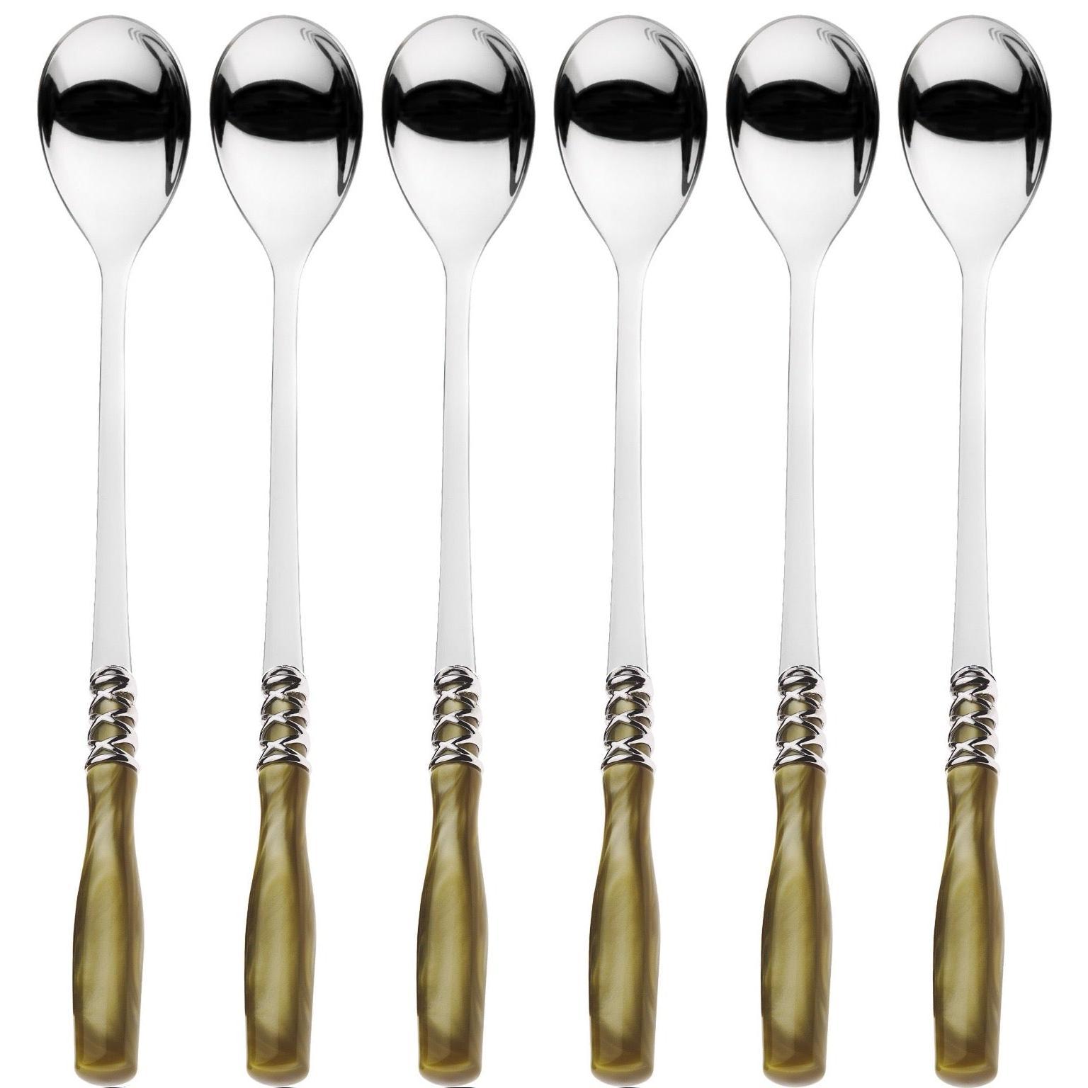 Arianna Brilliant Ice Tea / Cocktail Spoon Set - Chartreuse Green