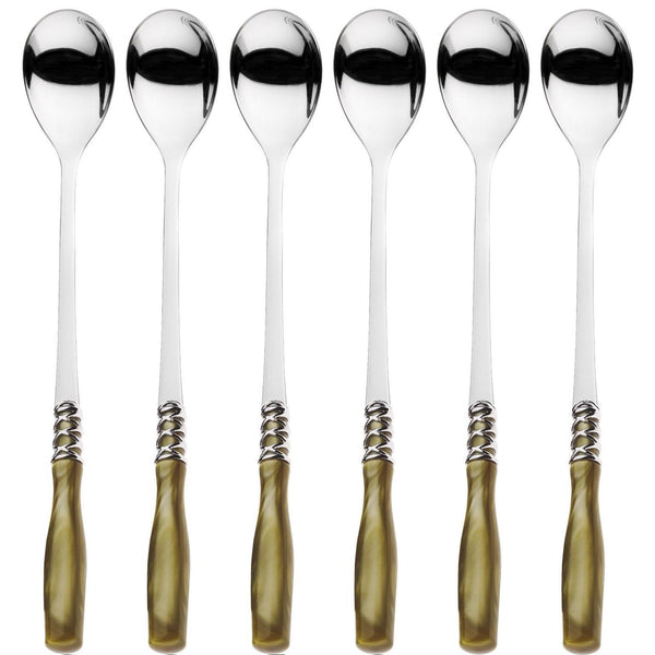 Arianna Brilliant Ice Tea / Cocktail Spoon Set - Chartreuse Green