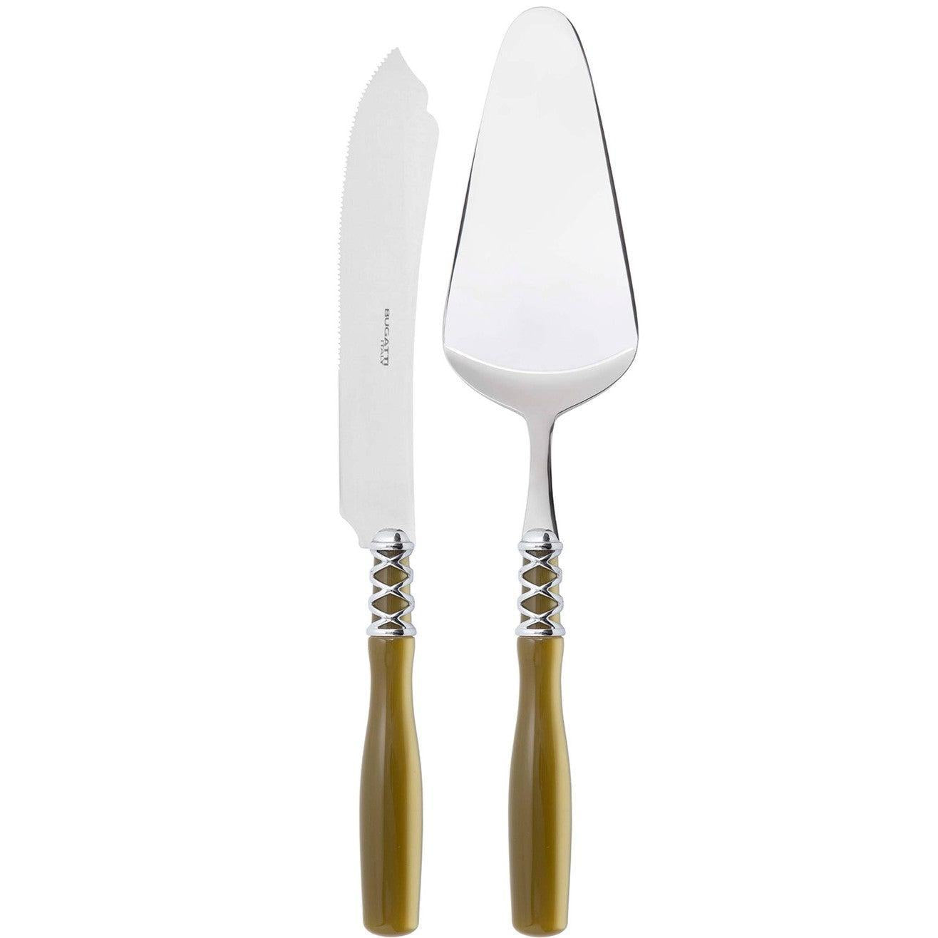 Arianna Brilliant 2 Piece Cake Serving set - Chartreuse Green